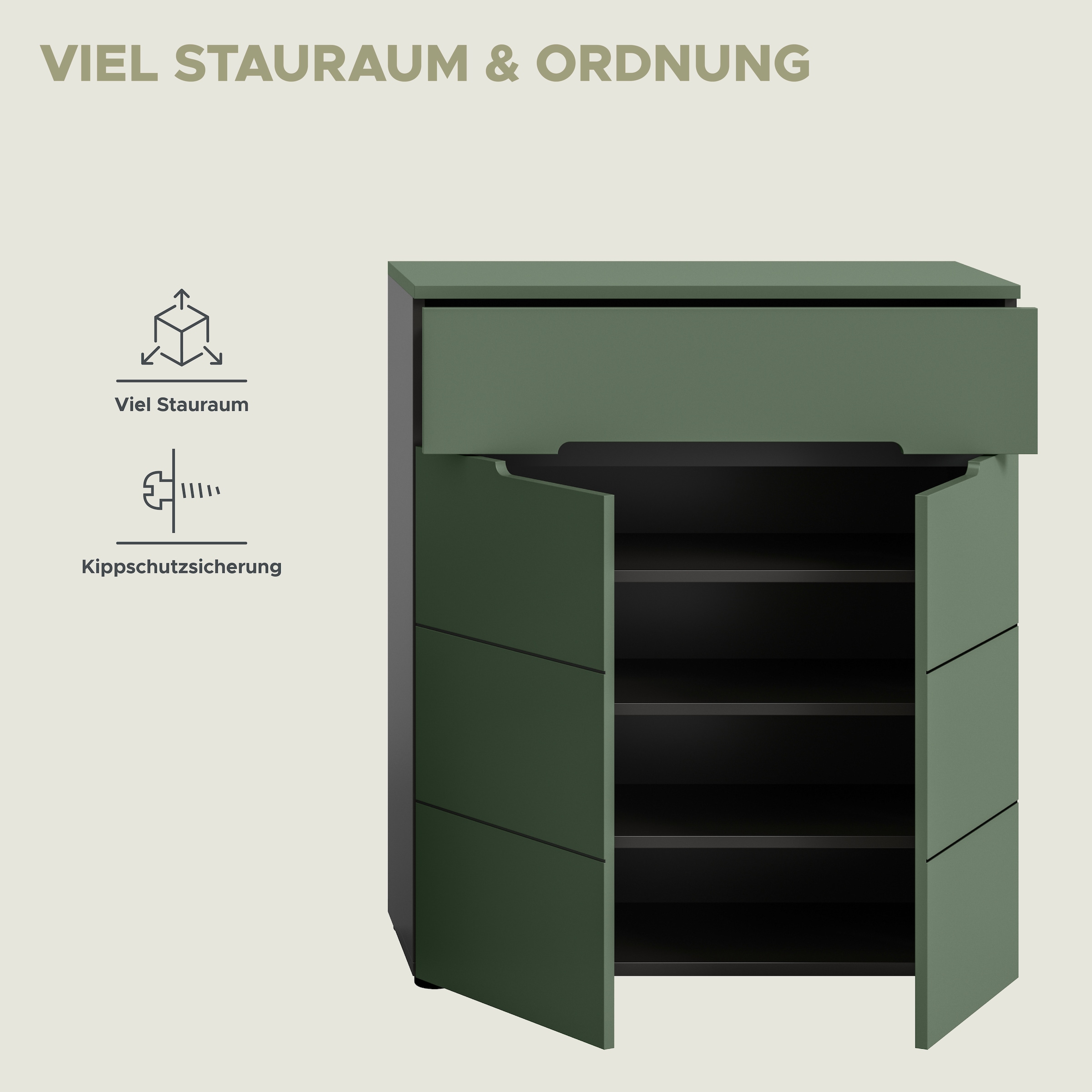 Home affaire Schuhkommode »REHAT, TOPSELLER!, Breite 80cm, 2 Türen, 1 Schubkasten, 4 Fächer« in verschiedenen Farben erhältlich, Platz für ca. 12 Paar Schuhe, 1 Stk. tlg. Schuhschrank, Kommode, Garderobenschrank, Anrichte, Sideboard