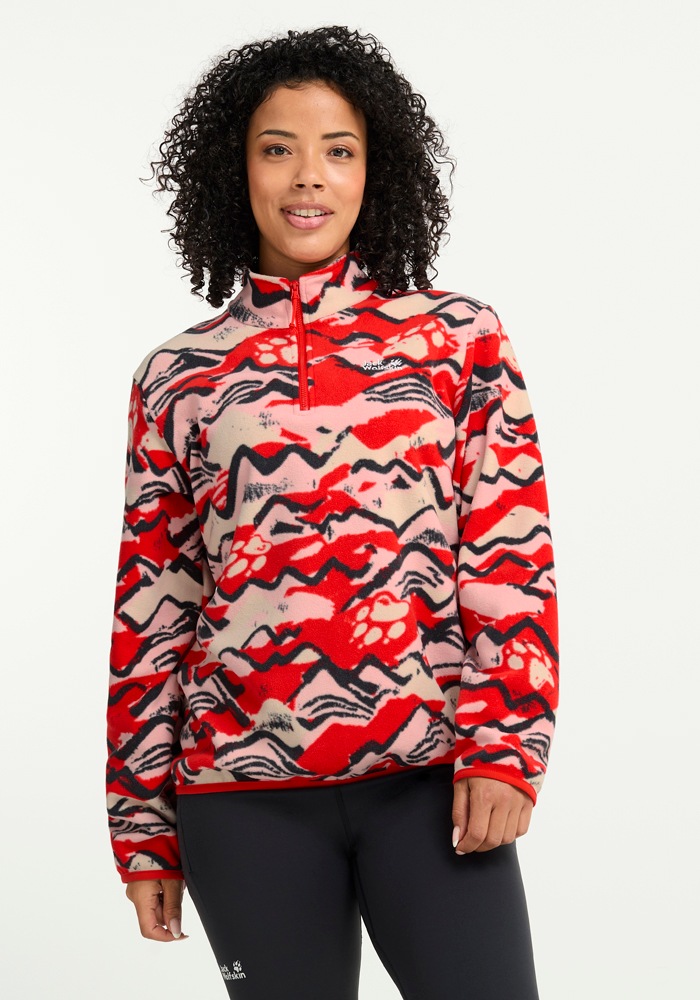 Jack Wolfskin Strickfleece-Pullover »PAW ERA 100 PRINT HZ W« aus Strickfleece, mit halbem Reißverschluss, mit Rundhalsausschnitt