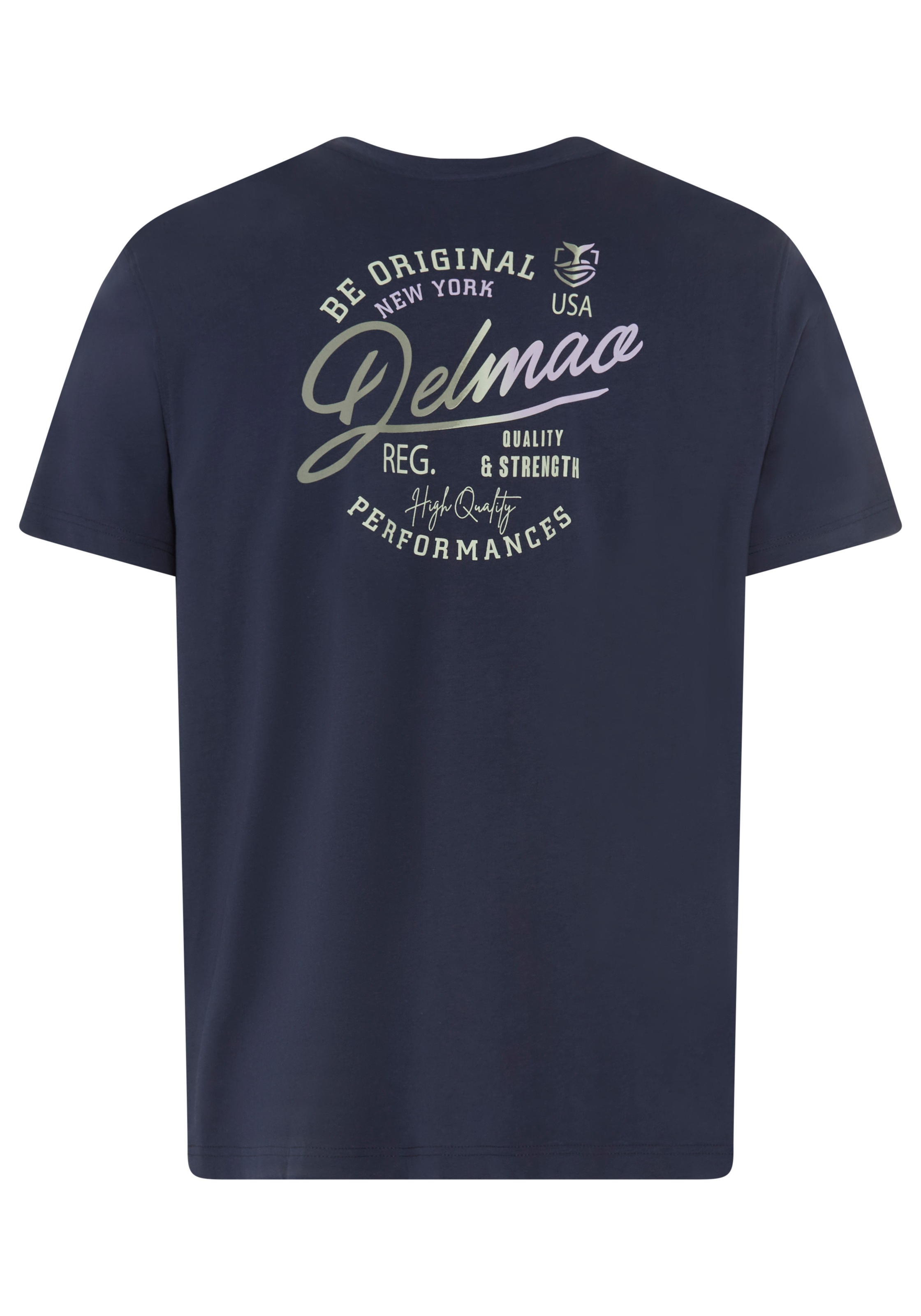 DELMAO Rundhalsshirt »Neue Kollektion!« casual Stil, Kurzarm, normale Passform, mit Print-Applikation