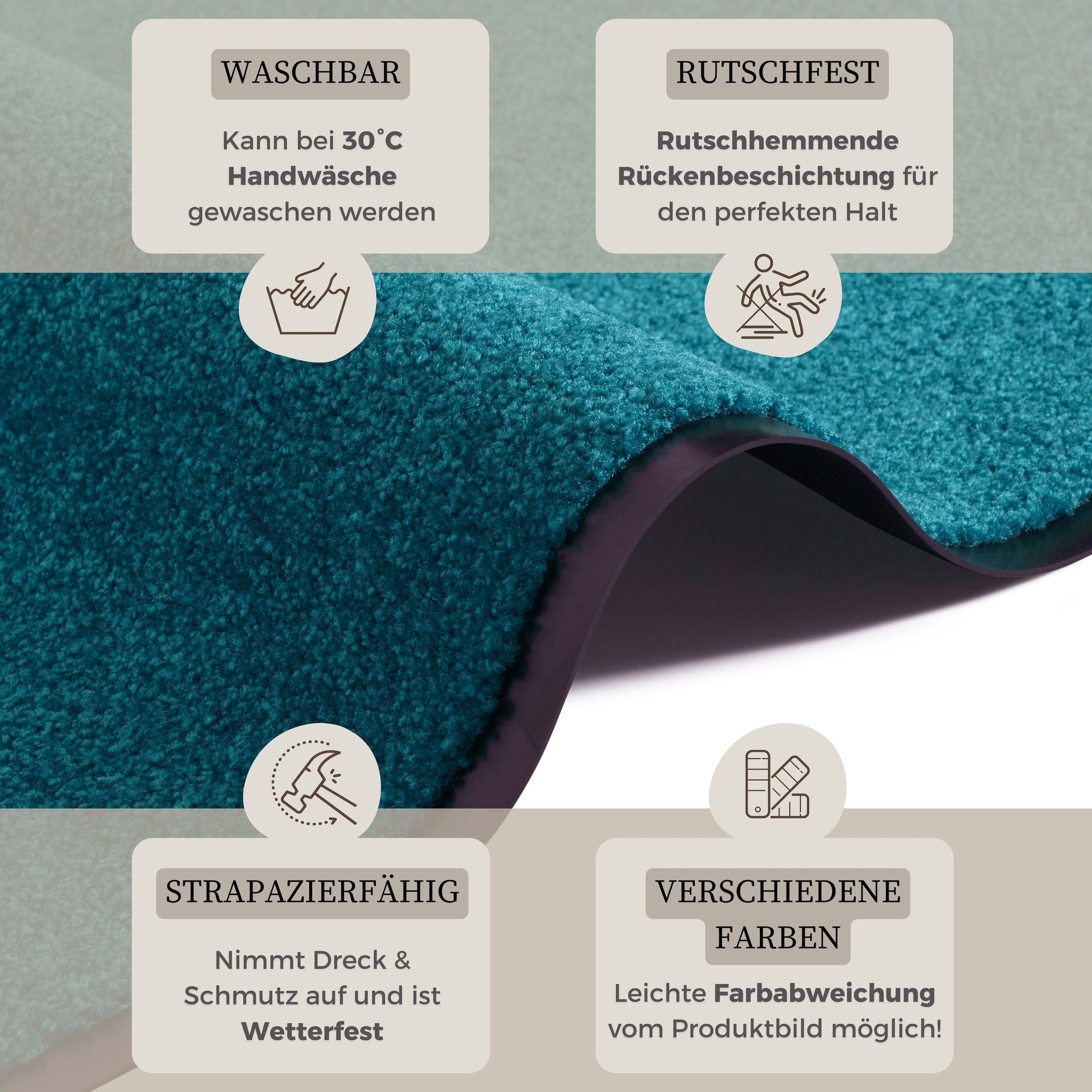 my home Fußmatte »Clean & Walk« rechteckig 7 mm Höhe Schmutzfangmatte, Türmatte, In- und Outdoor, Teppich, Läufer, waschbar