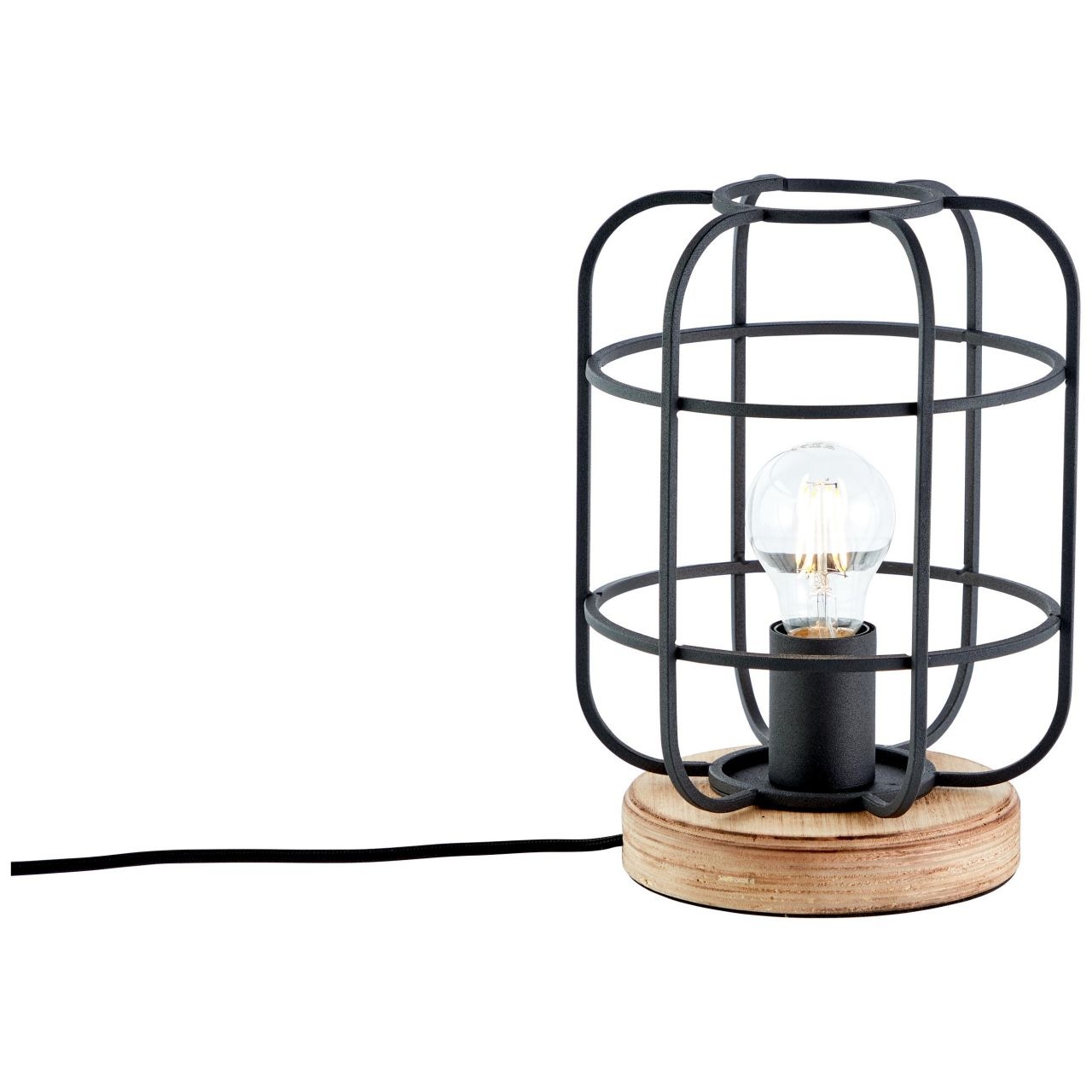 Brilliant Tischleuchte »Gwen«, 1 flammig, Leuchtmittel E27 | ohne Leuchtmittel, 26,5 cm Höhe, Ø 20 cm, E27, Metall/Holz, antik holz/schwarz korund