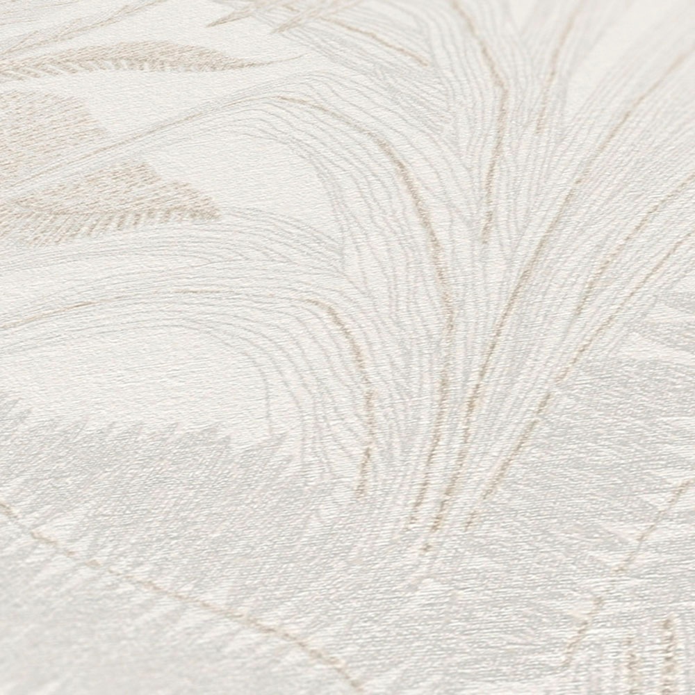 living walls Vliestapete »Stories of Life florale Tapete Blätter Creme Beige« Wald | botanisch | floral leicht strukturiert Metallic Vliestapete für Schlafzimmer Tapeten Wohnzimmer Schlafzimmer