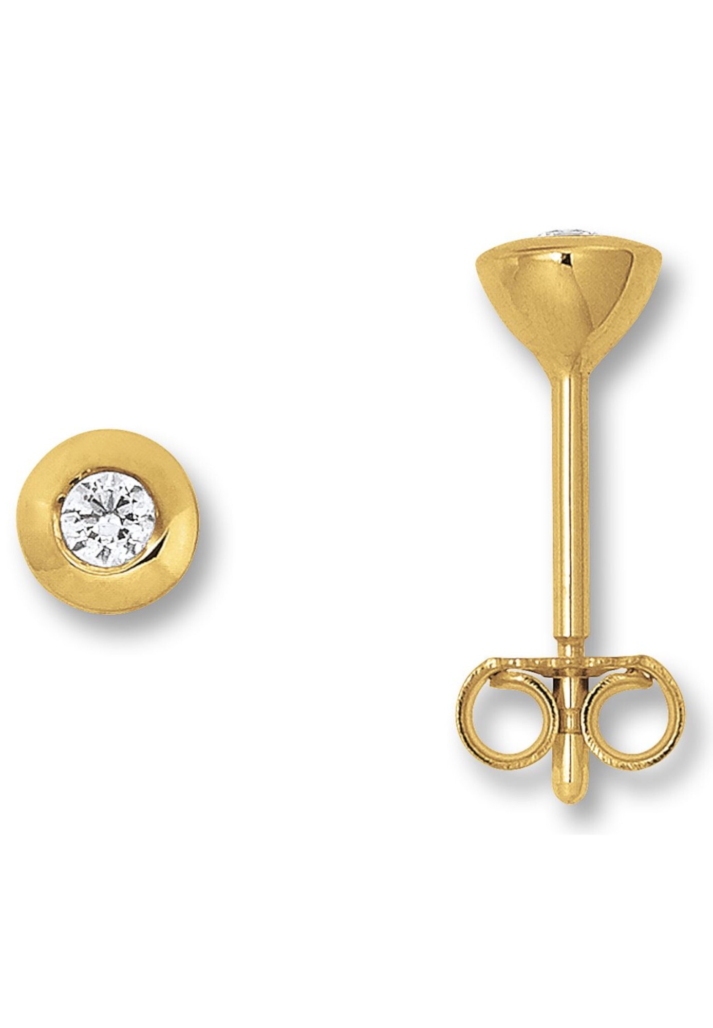 ONE ELEMENT Paar Ohrstecker »Zirkonia Zarge Ohrringe  Ohrstecker aus 333 Gelbgold«