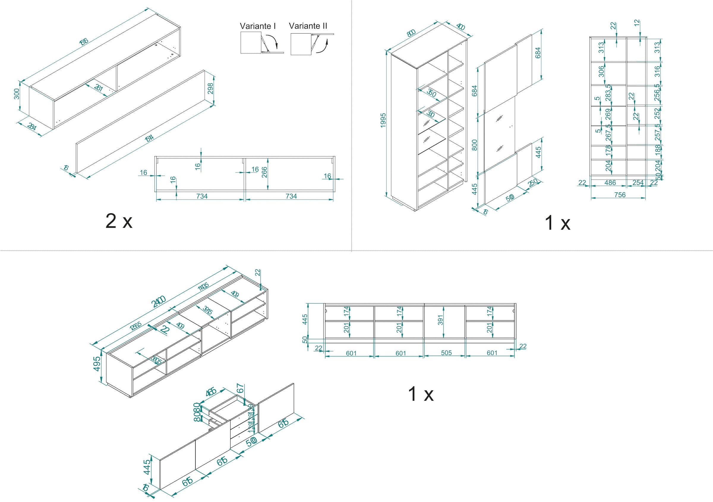 INOSIGN Schrank-Set »LARGO«, (Set, 4 St.), Soft-Close-Funktion und Push to open