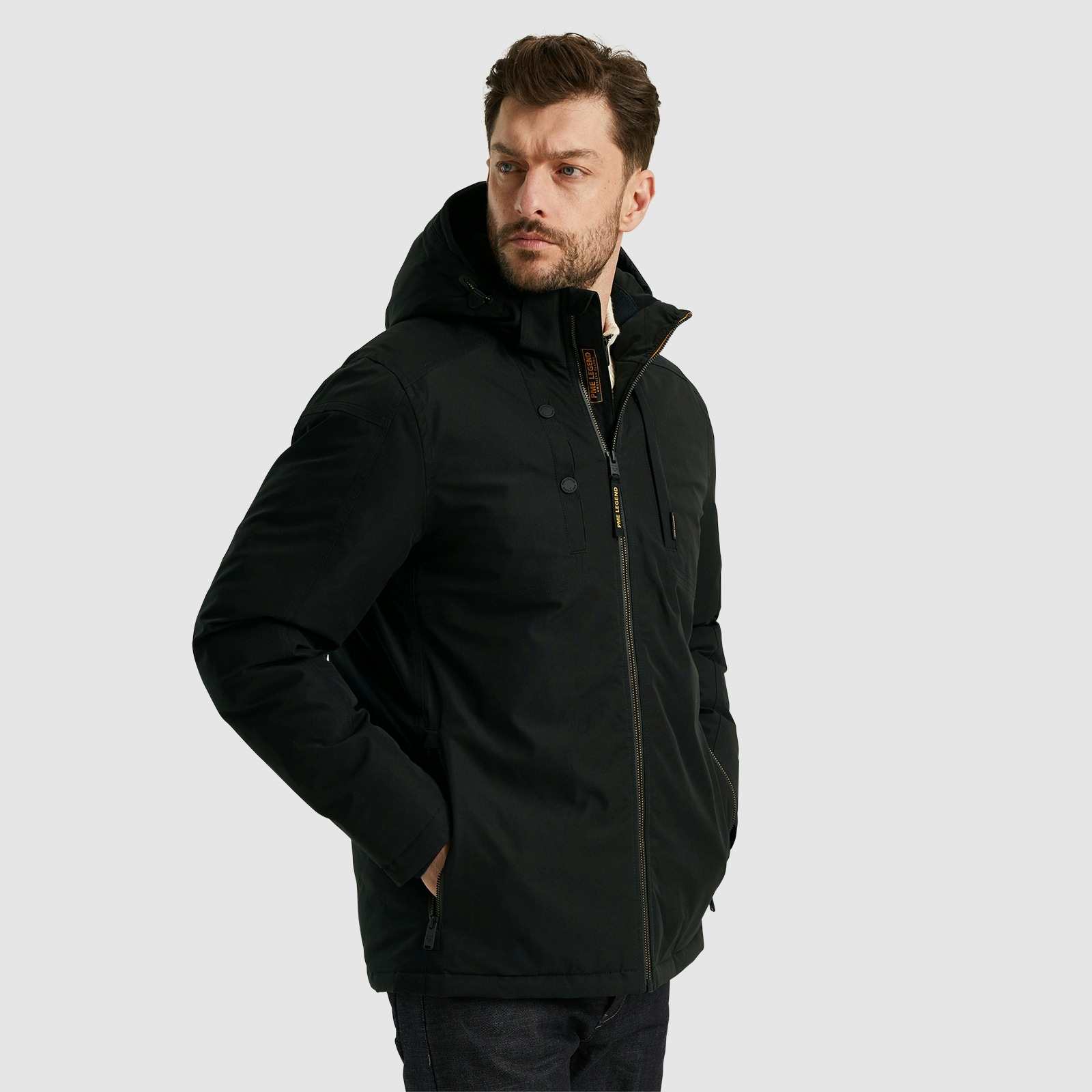 PME LEGEND Outdoorjacke »Semi long jacket STEARPACKER Ottoman«, mit Kapuze, mit Kapuze
