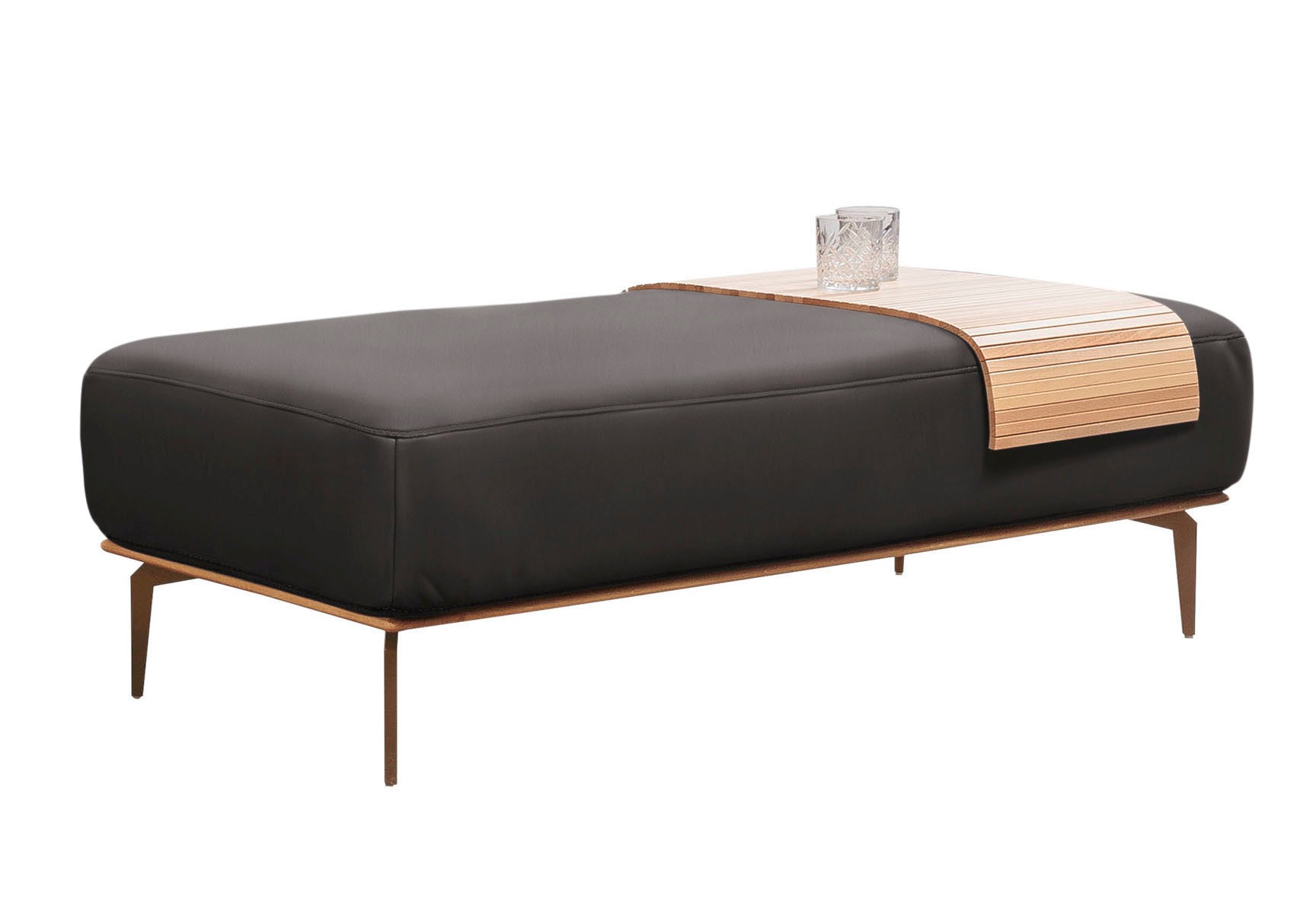 W.SCHILLIG Polsterhocker »run«, mit Holzsockel, Füße in Bronze pulverbeschichtet, Breite 150 cm
