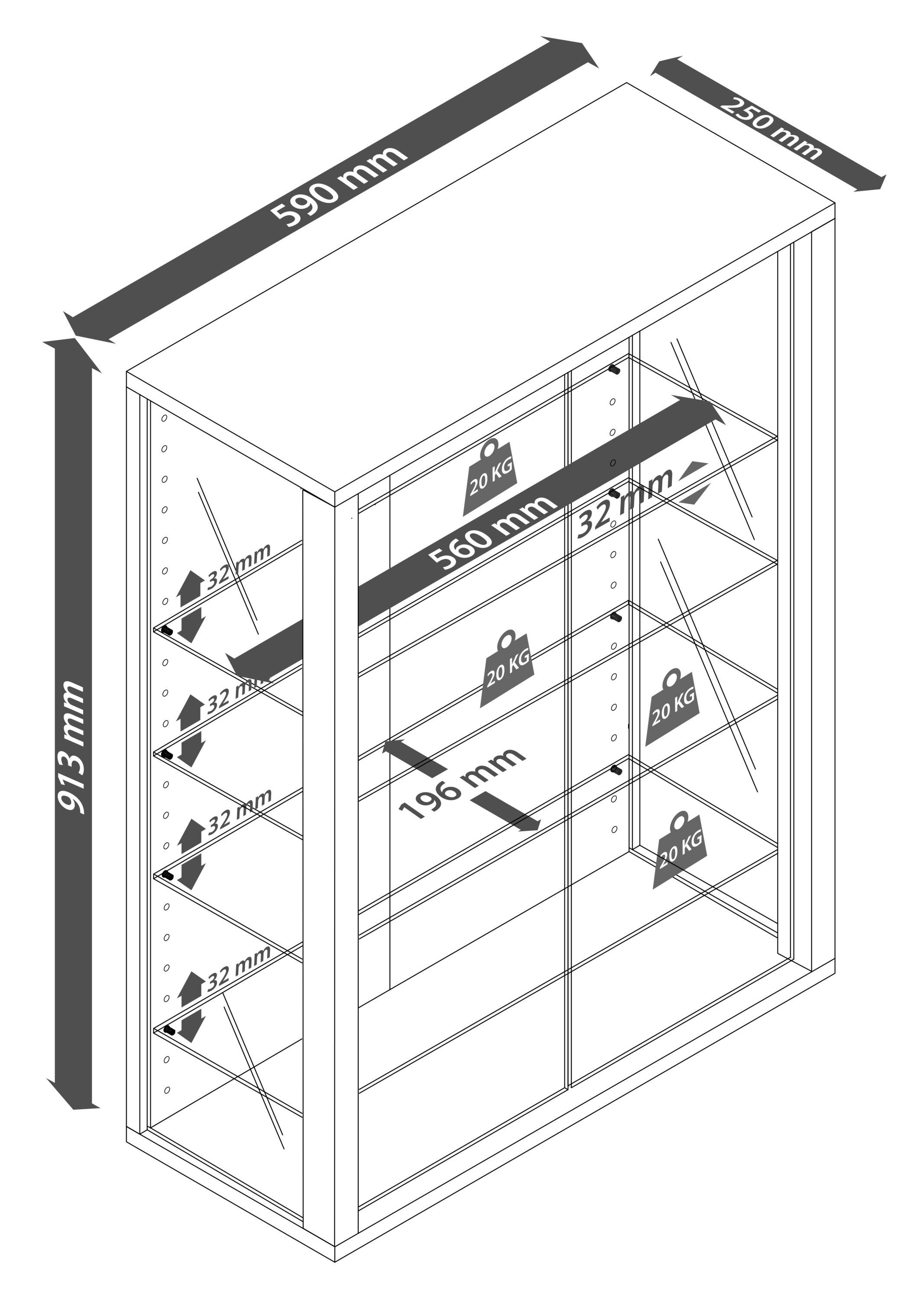 VCM Wandregal »Wandvitrine Hängevitrine Glasvitrine Glas Udina L« 1 Stk. tlg.