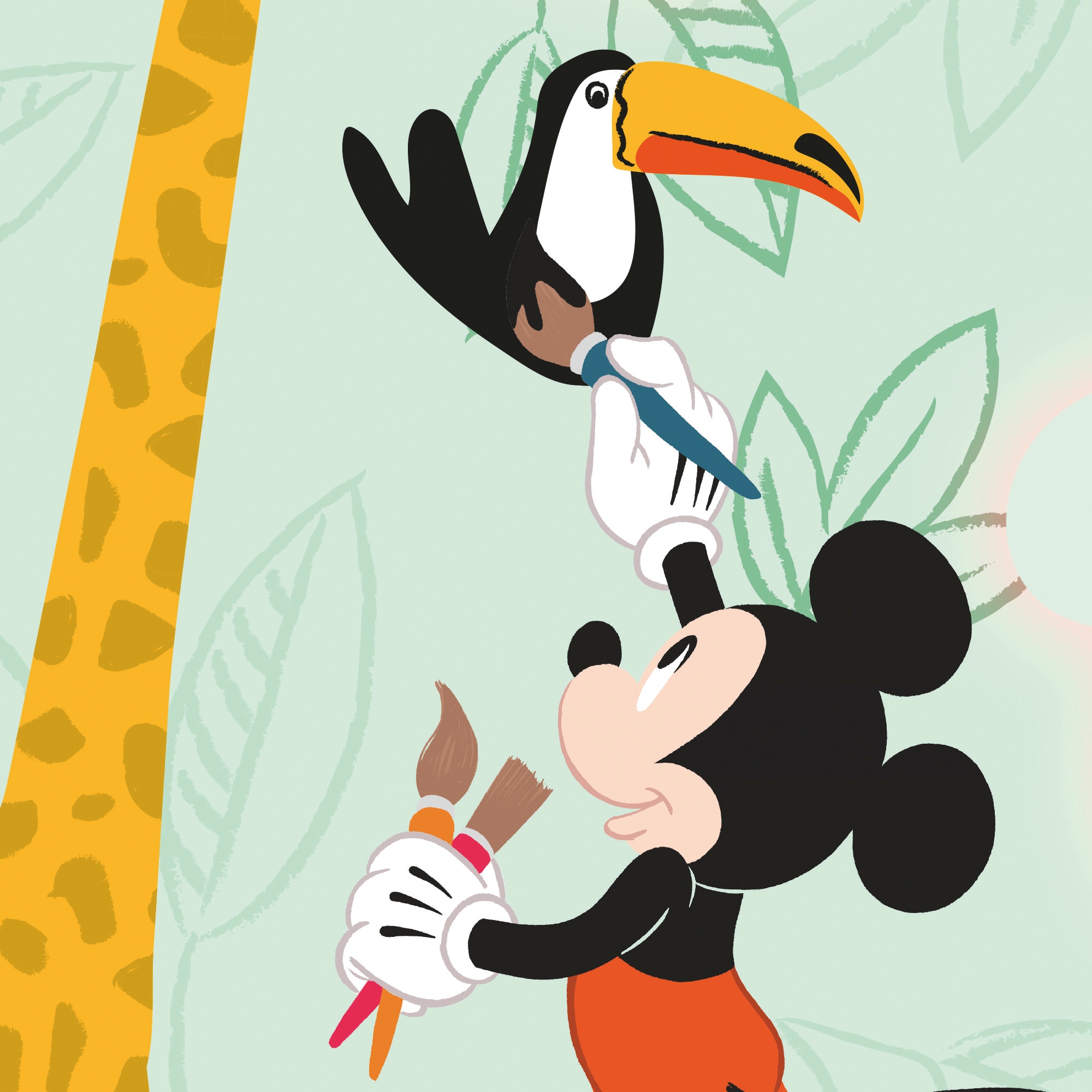 Komar Vliestapete »Mickey Doodle Zoo« bedruckt glatt Rolle mit 53 x 1005 cm