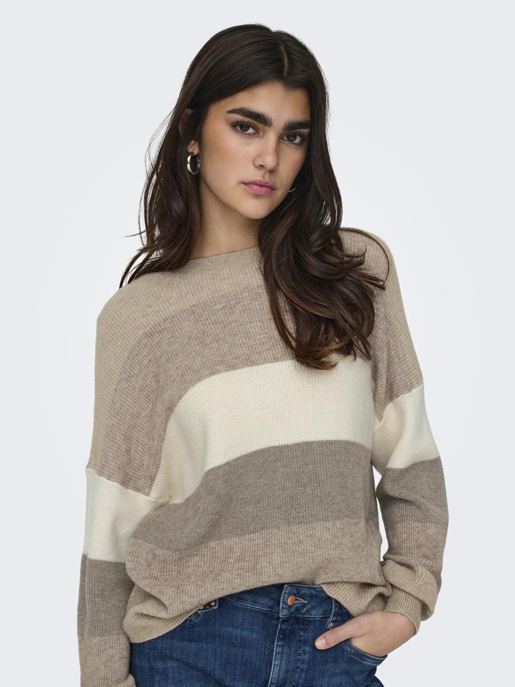 ONLY Strickpullover »ONLATIA L/S STRIPE PULLOVER KNT NOOS«, mit dem auffälligen Streifenmuster
