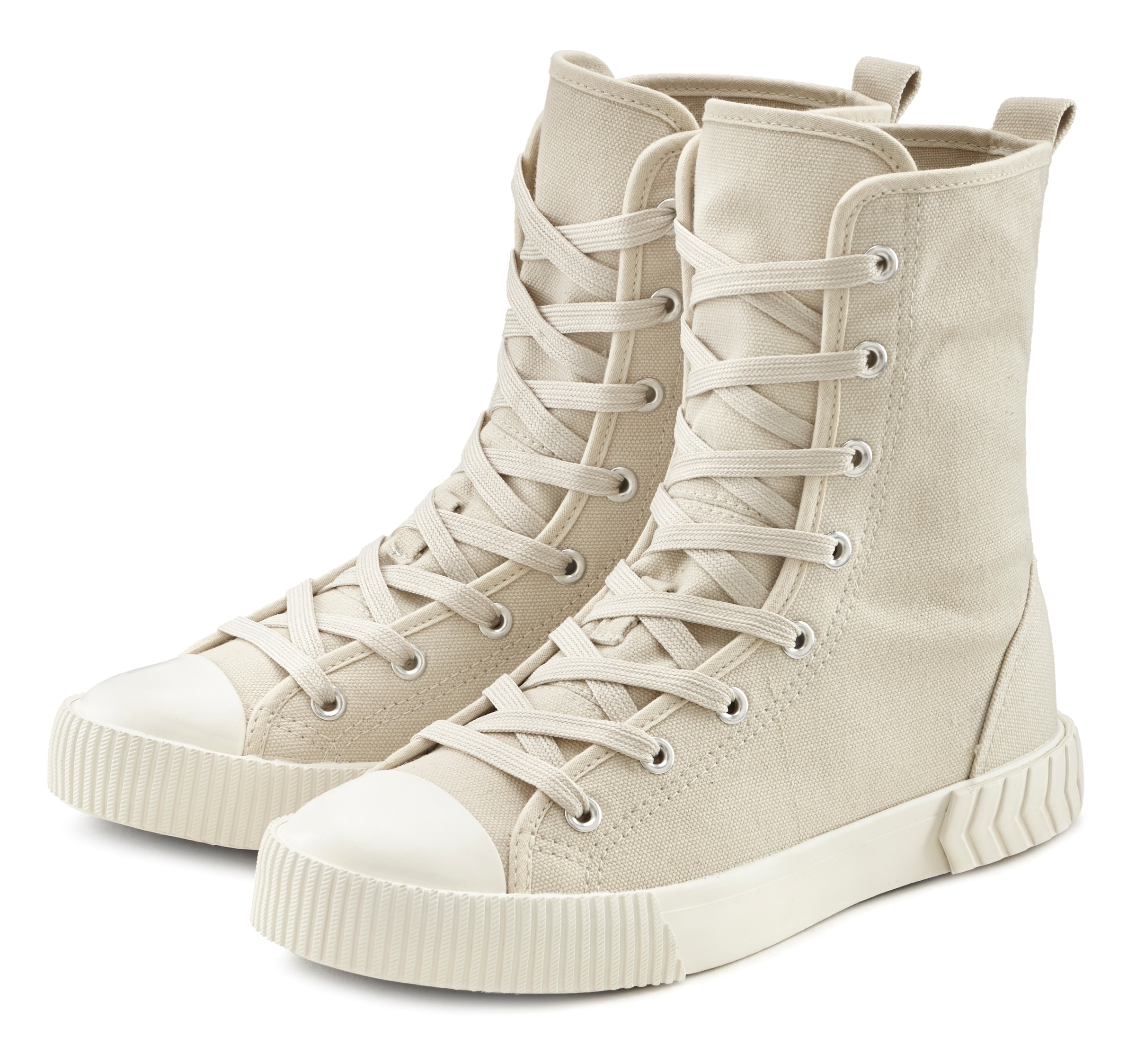 LASCANA Stiefelette, im Top Sneaker, Schnürschuh, High OTTO Textil-Boots, Look Shop bestellen Online Combat trendiger