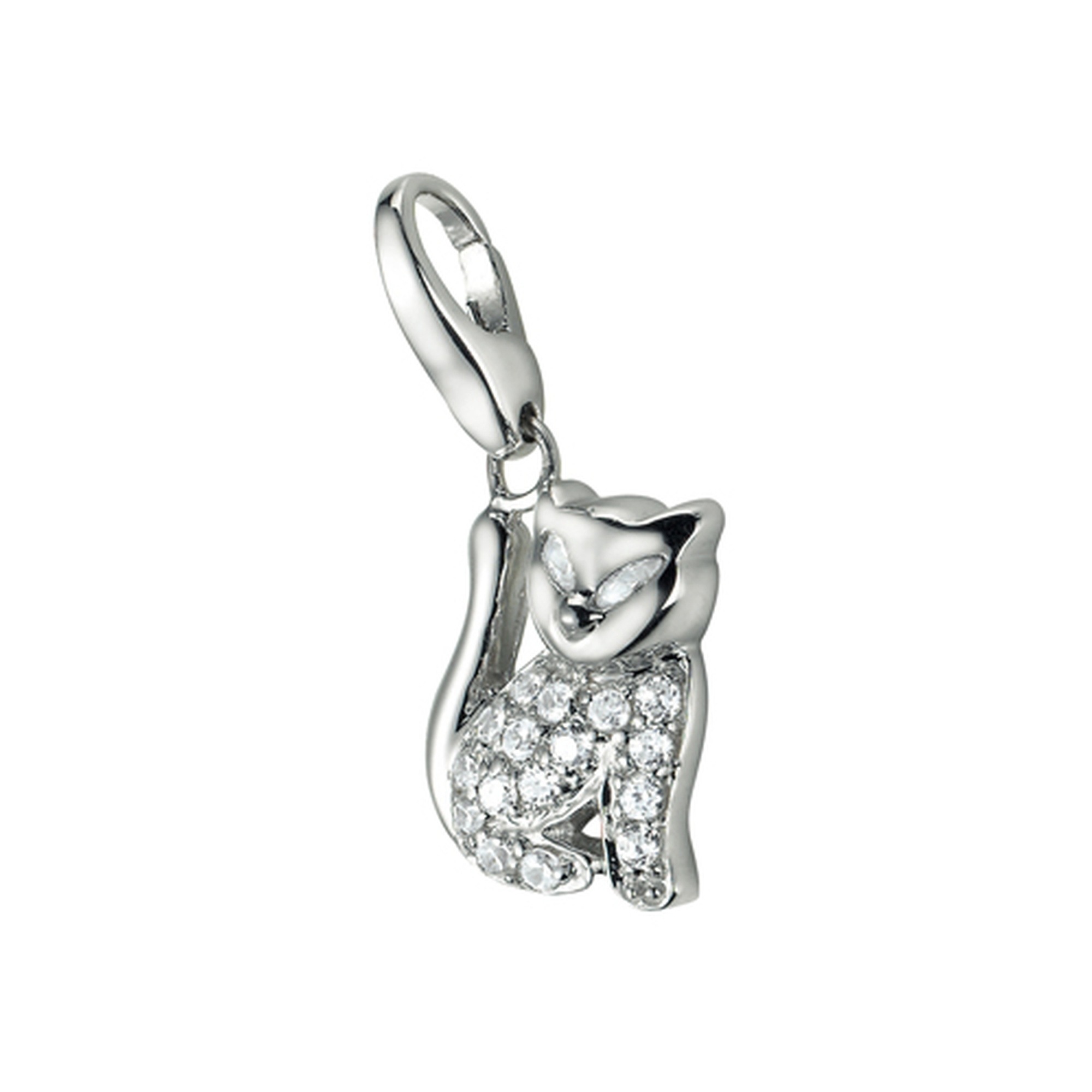 Charm-Einhänger »Charm Katze mit Zirkonia«