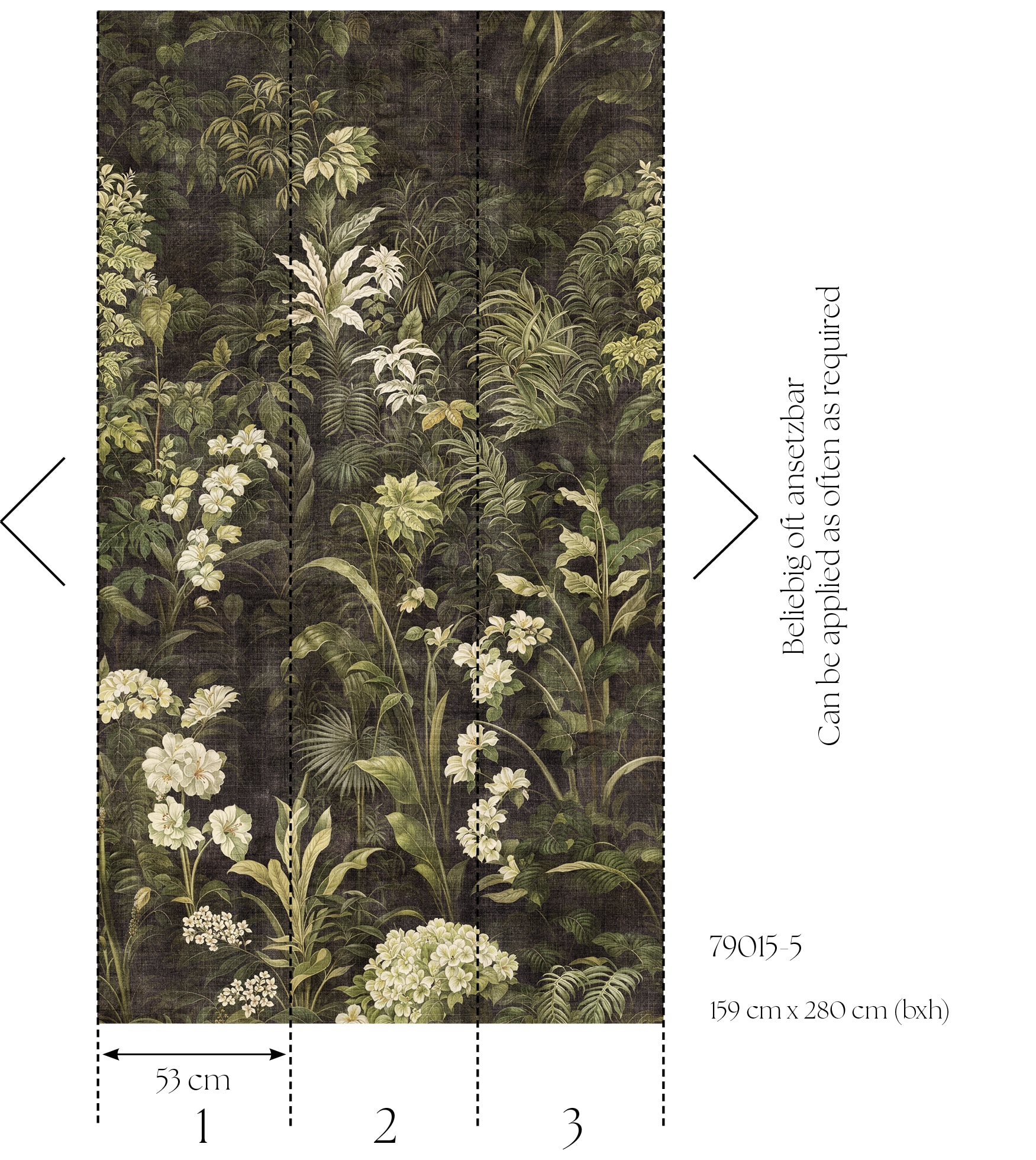 living walls Vliestapete »Fototapete Dschungeloptik Dunkelgrün erweiterbar« floral strukturiert