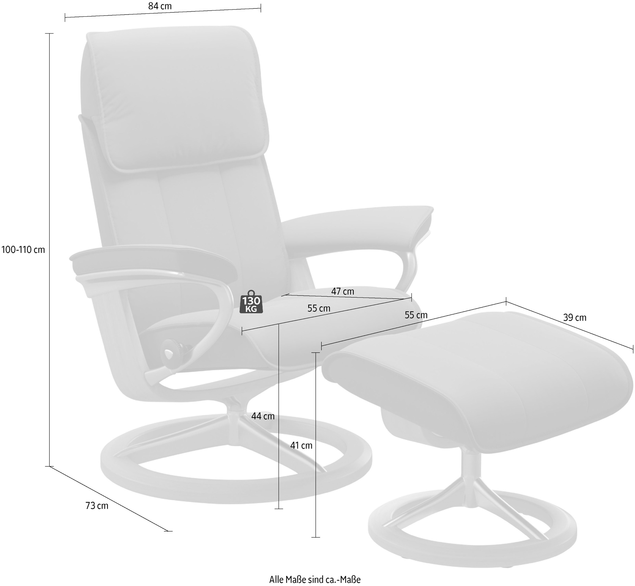 Stressless® Relaxsessel »Admiral« Set, Relaxsessel inkl. Hocker,  mit Signature Base, Größe M & L, Gestell Schwarz