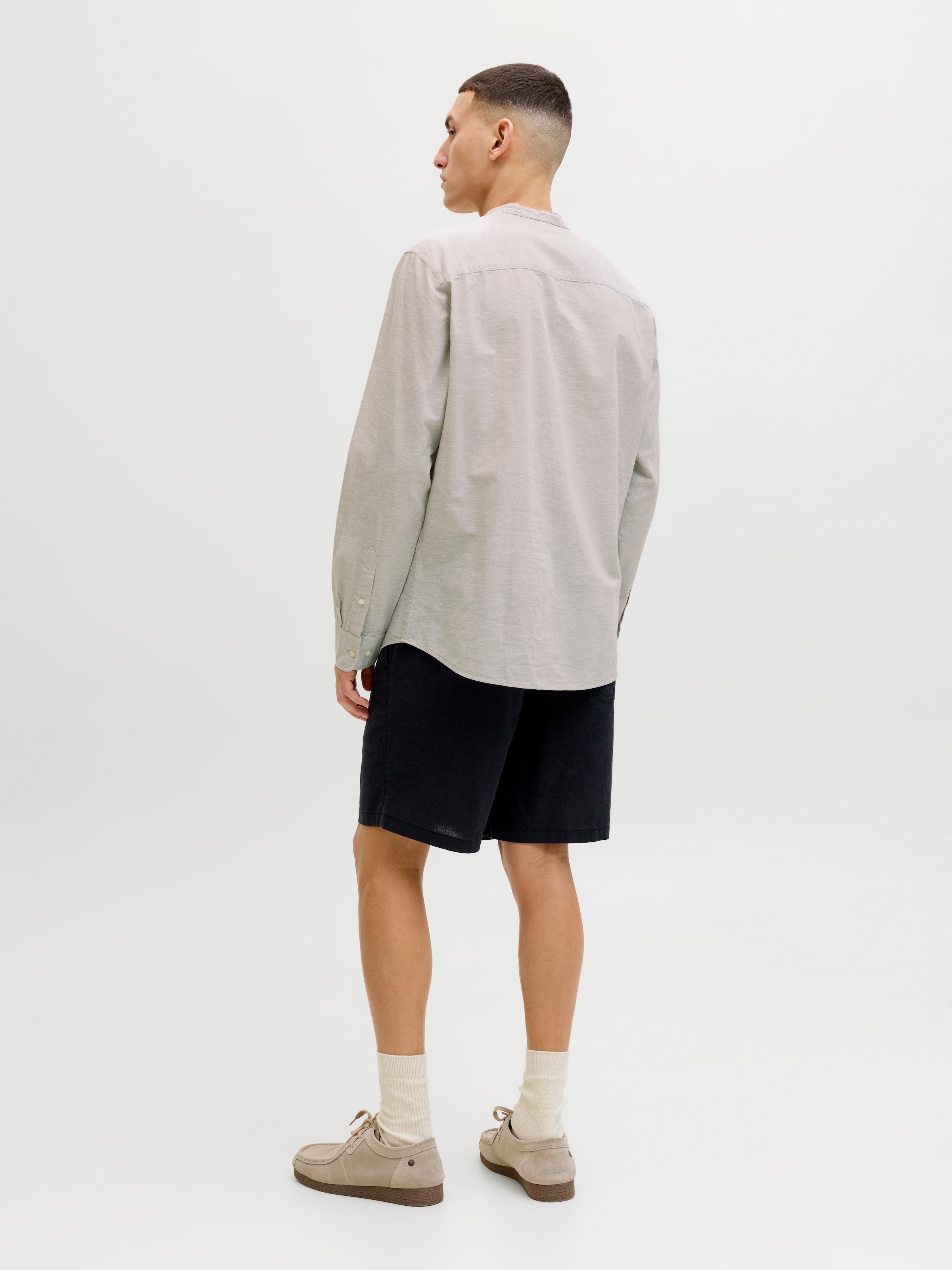 Jack & Jones Langarmhemd »JJEBREEZE LINEN BLEND BAND SHIRT L/S SN« mit Stehkragen