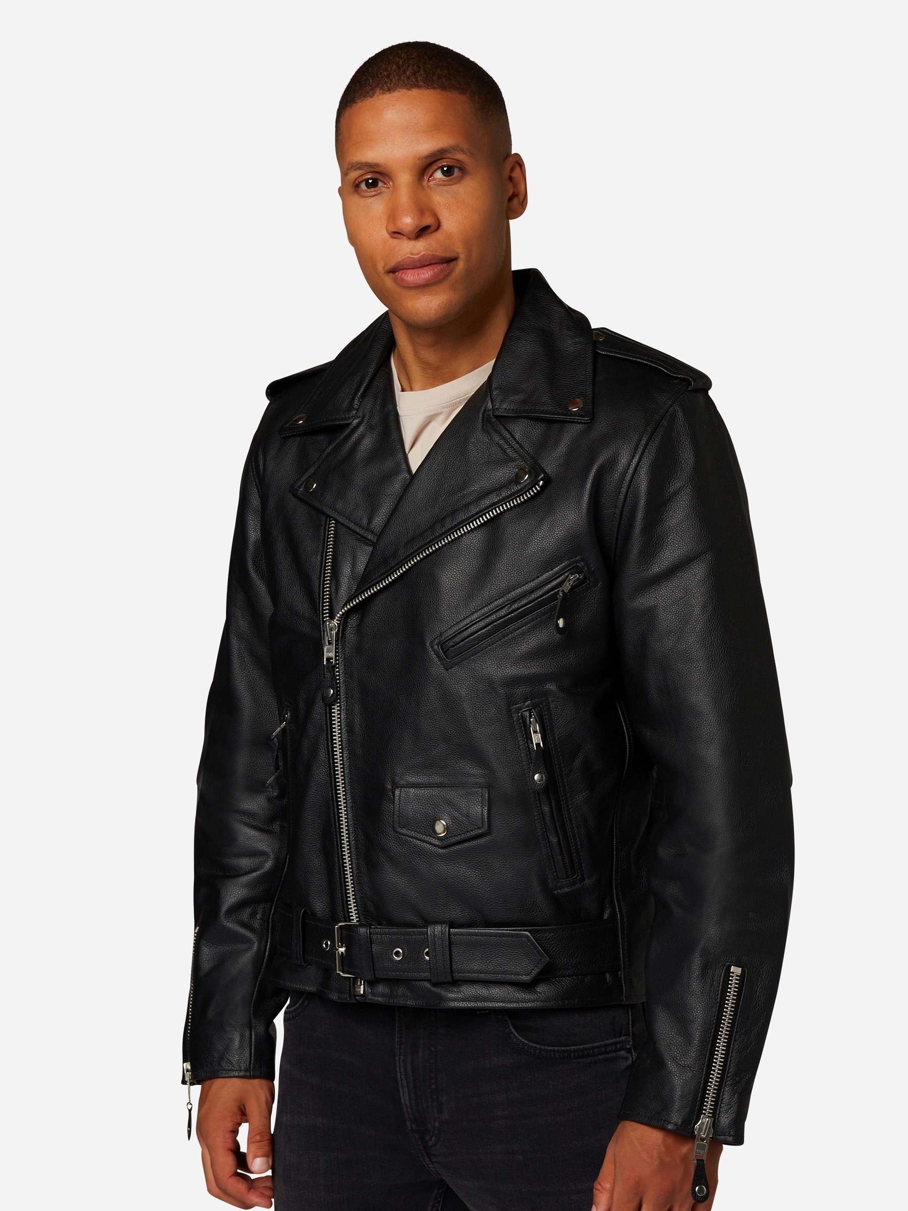 RICANO Bikerjacke »Lederjacke Brando« ohne Kapuze Handgefertigt aus echtem Leder