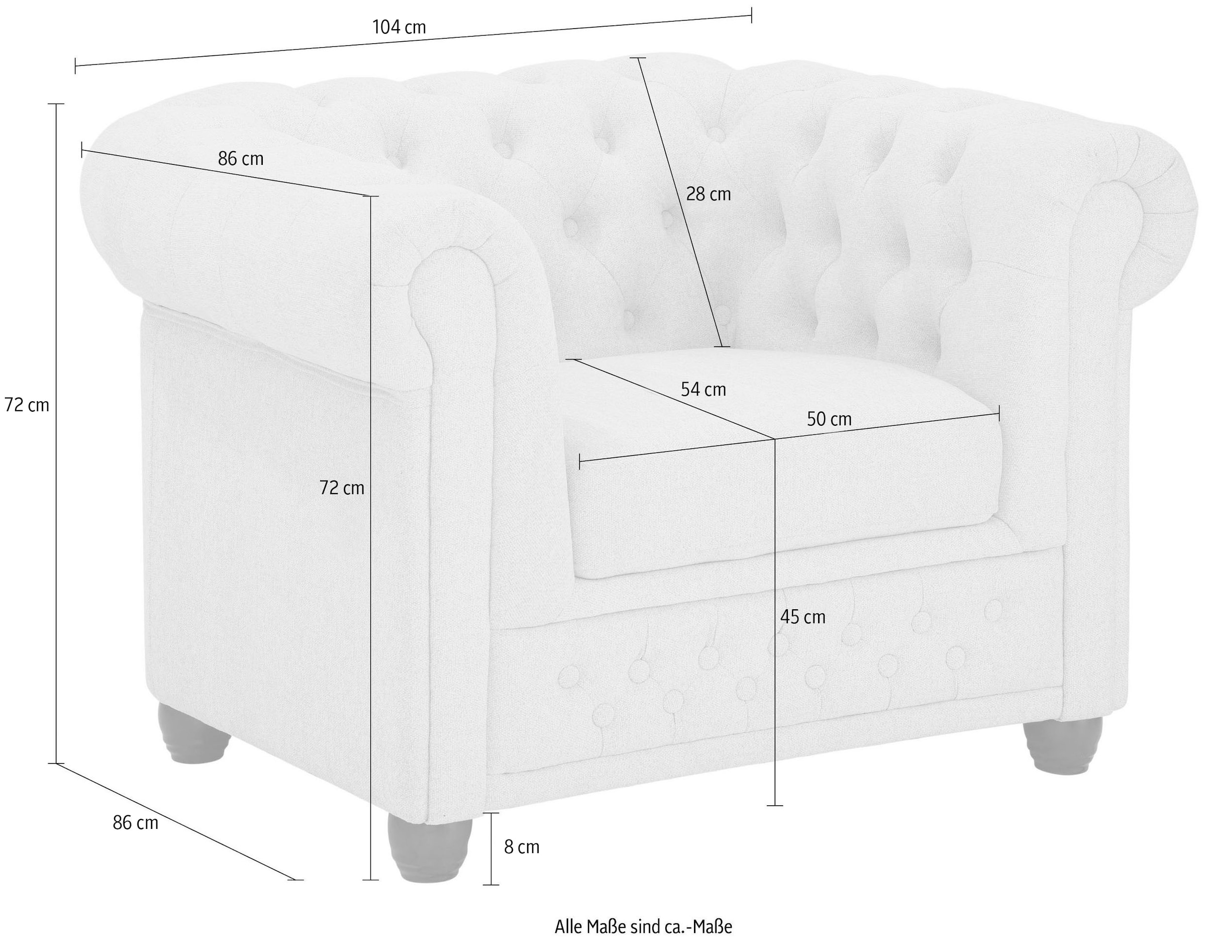 Home affaire Chesterfield-Sessel »New Castle Sessel«, hochwertige Knopfheftung, B/T/H: 104/86/72 cm