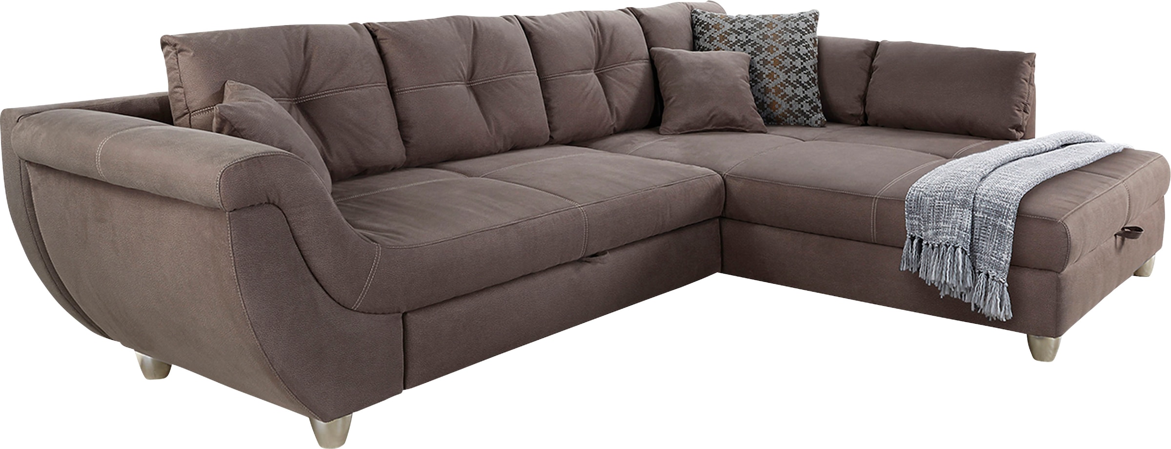 Jockenhöfer Gruppe Ecksofa »Maranello L-Form, B: 330 cm« mit Bettfunktion, Bettkasten & Zierkissen