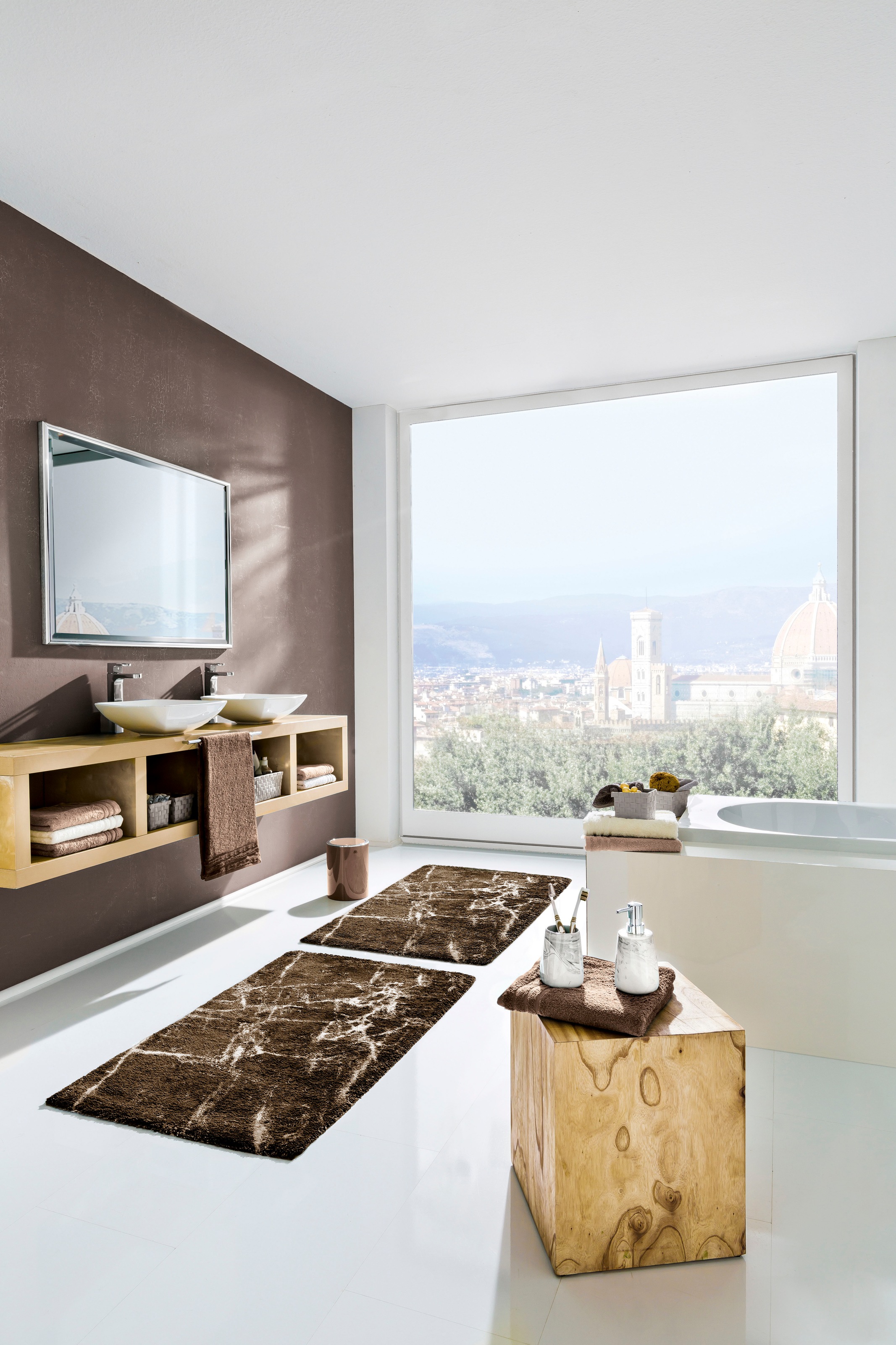Kleine Wolke Badematte »Como«, rutschhemmend beschichtet, fußbodenheizungsgeeignet, Badteppich, modernes Marmor Design, waschbar
