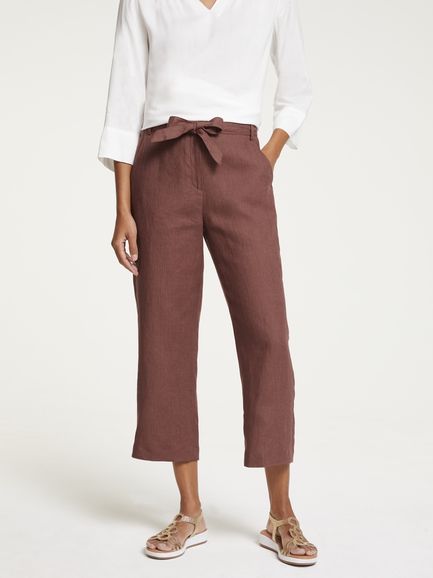 LINEA TESINI by Heine Leinenhose, mit Bindegürtel