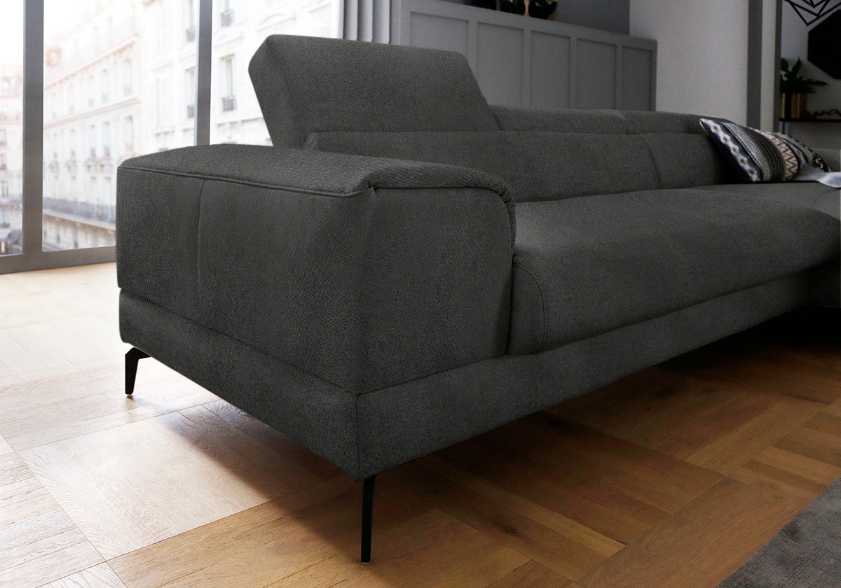 W.SCHILLIG Ecksofa »piedroo, Designsofa mit tollem Sitzkomfort, L-Form«, Kopfteilverstellung, wahlweise mit Sitztiefenverstellung, Breite 303cm
