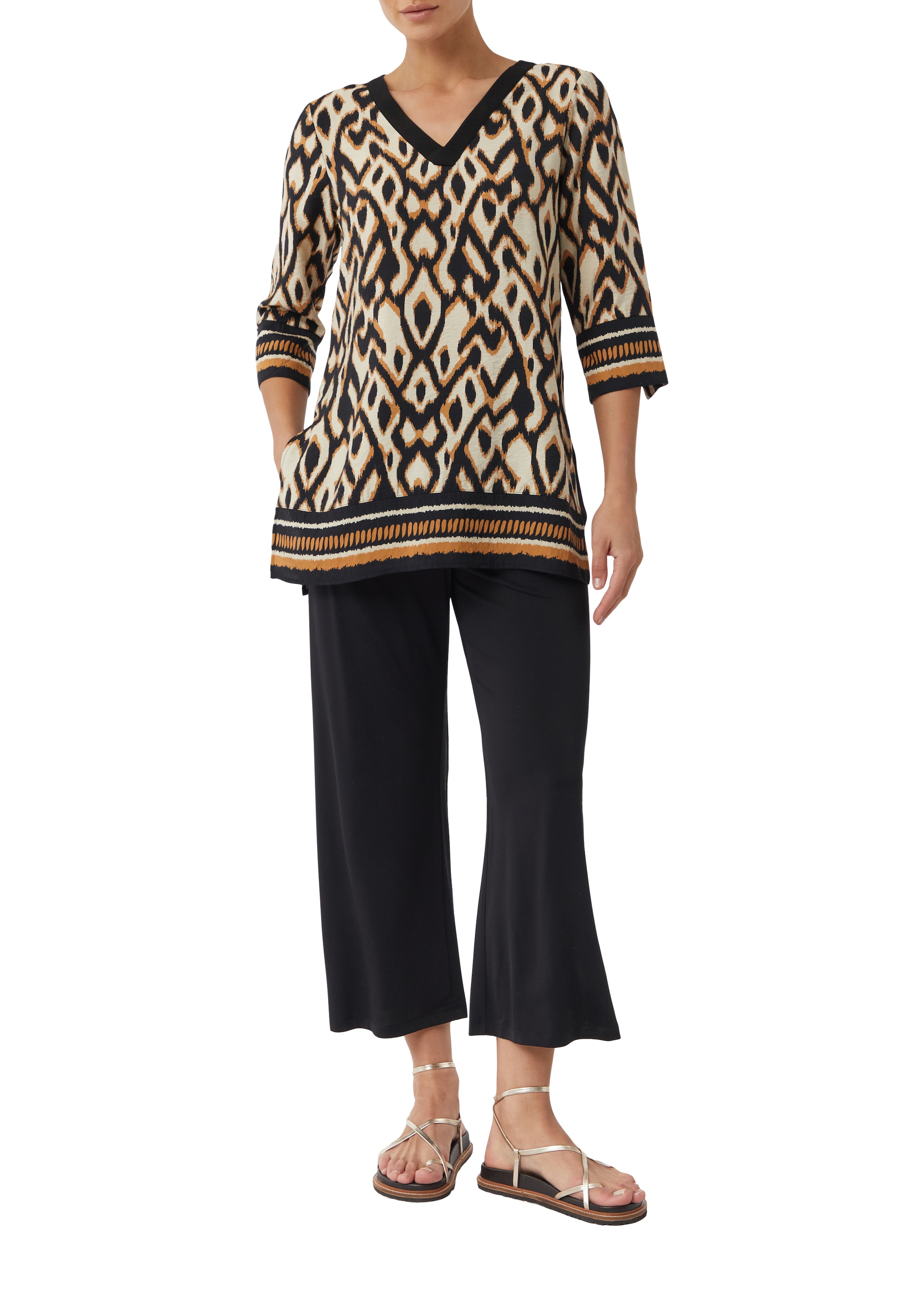 Comma Klassische Bluse mit All-Over Print