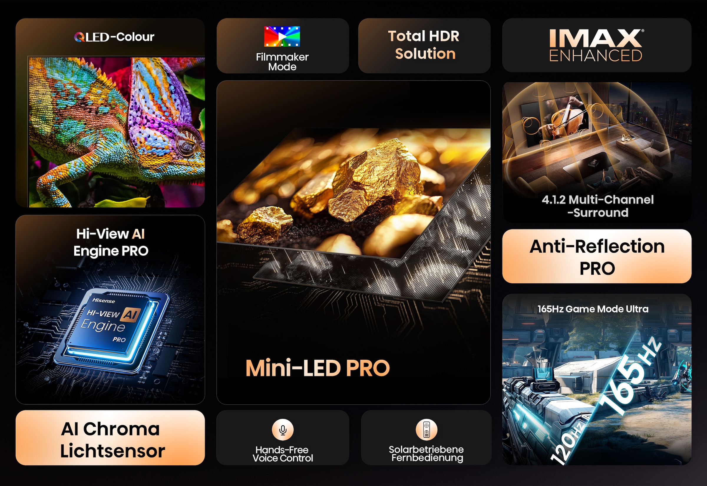 Hisense QLED Mini LED-Fernseher »65U8Q« 164 cm/65 ″ Smart-TV 4K UHD MiniLED Smart TV