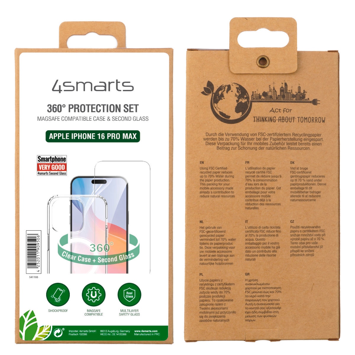 4smarts Handyhülle »360° Premium Protection Set für Apple iPhone 16 Pro Max«, Backcover, Schutzhülle, Handyschutzhülle, Case, Schutzcase, stoßfest