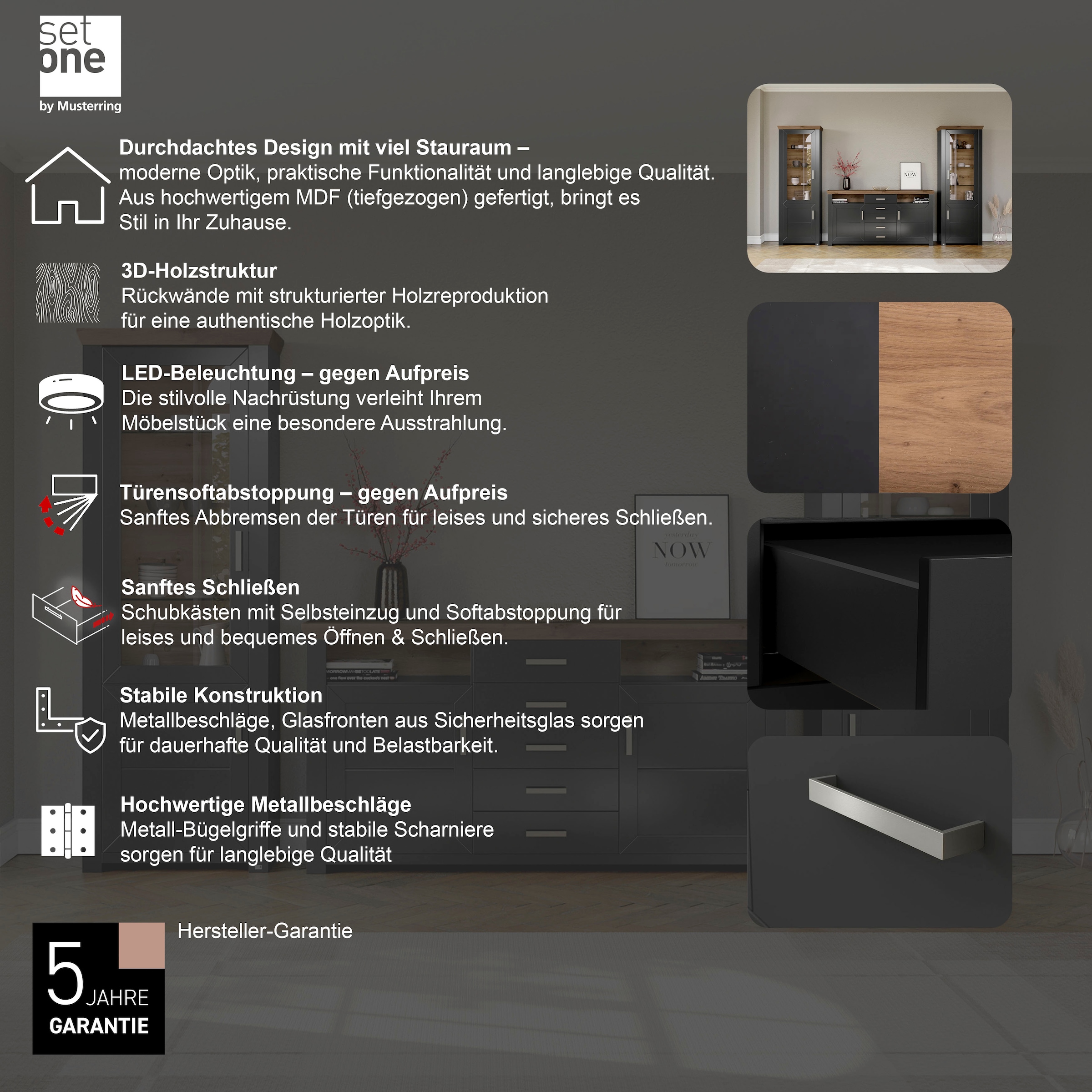 set one by Musterring Wohnwand »York« Set, 3 Stk. tlg.