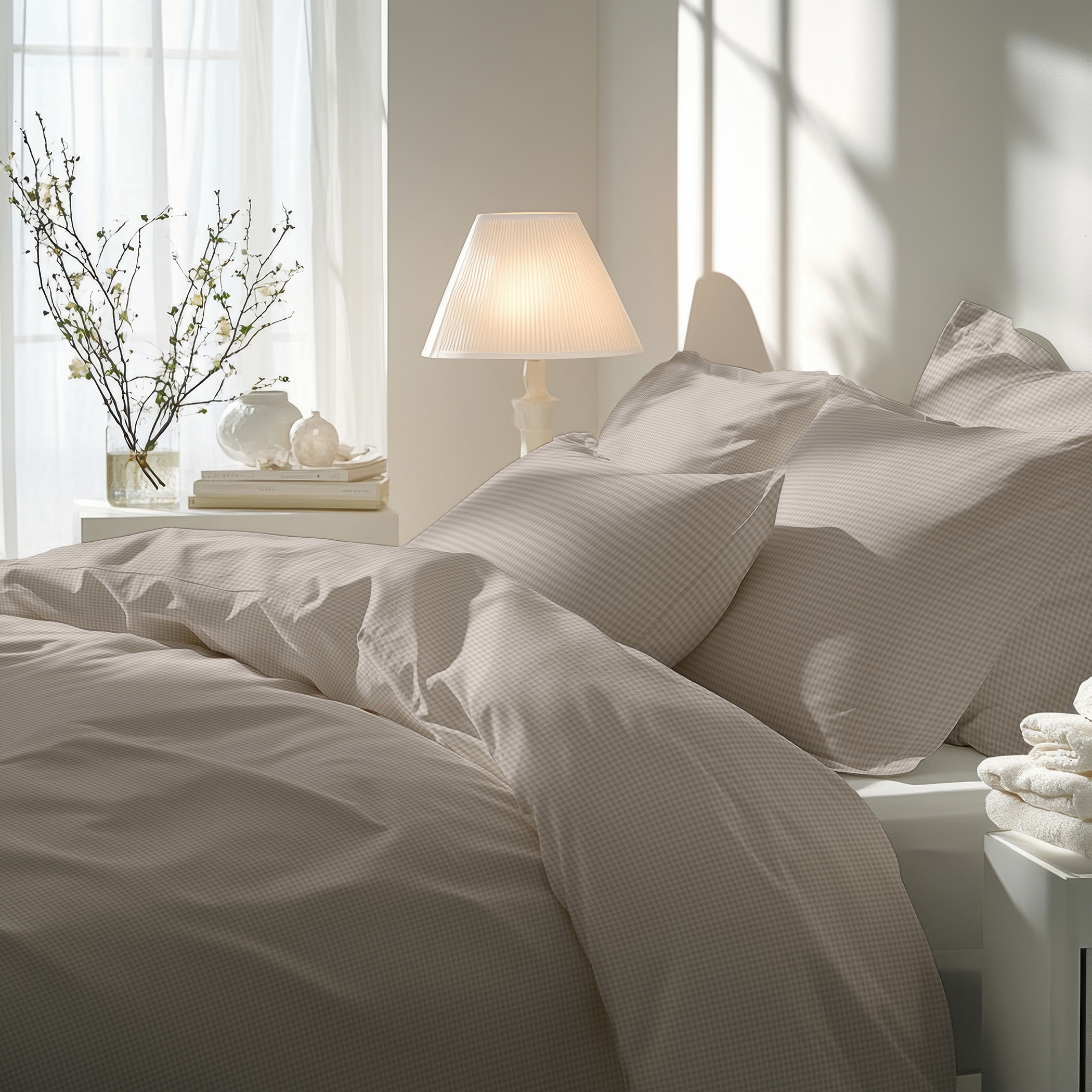 Florella Bettwäsche »»Karo Five leinen « Edel-Satin,  100% Baumwolle«