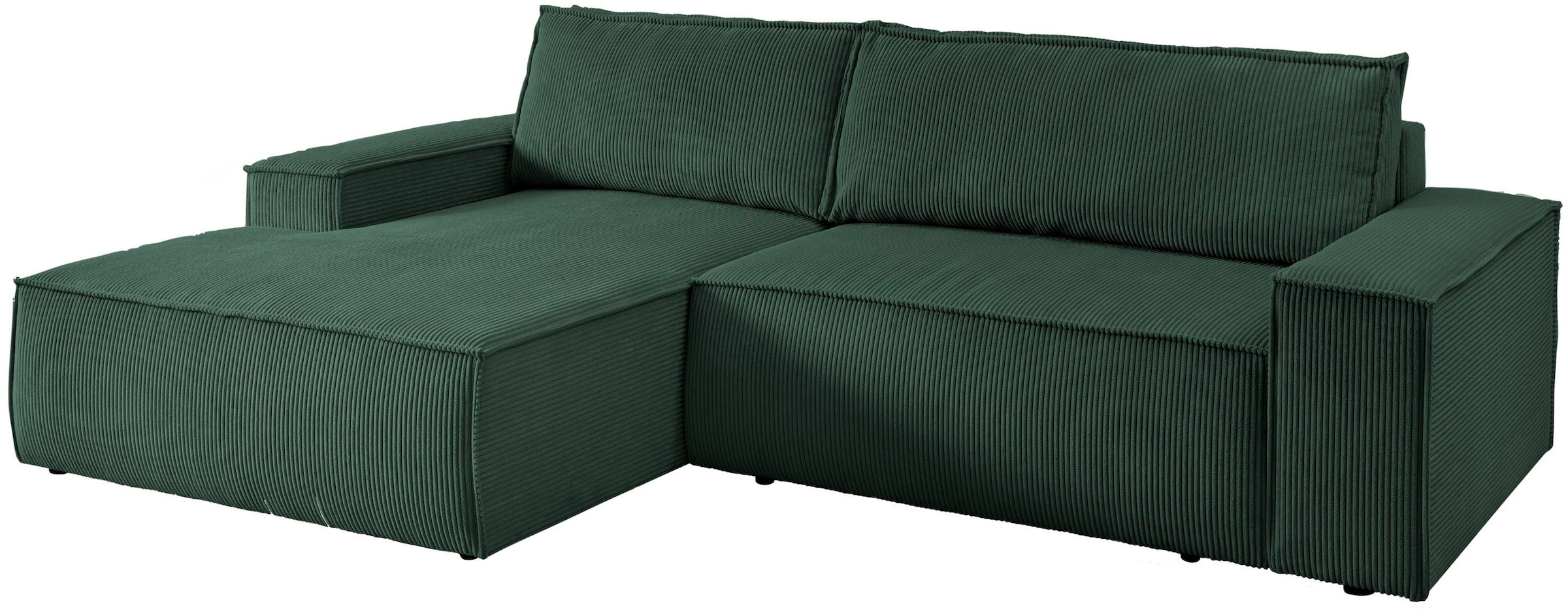 Home affaire Ecksofa SHERWOOD Schlafsofa 267 cm, L-Form, Schlaffunktion mit Bettkasten (210x136 cm), Cord, Vintage, Samtvelours