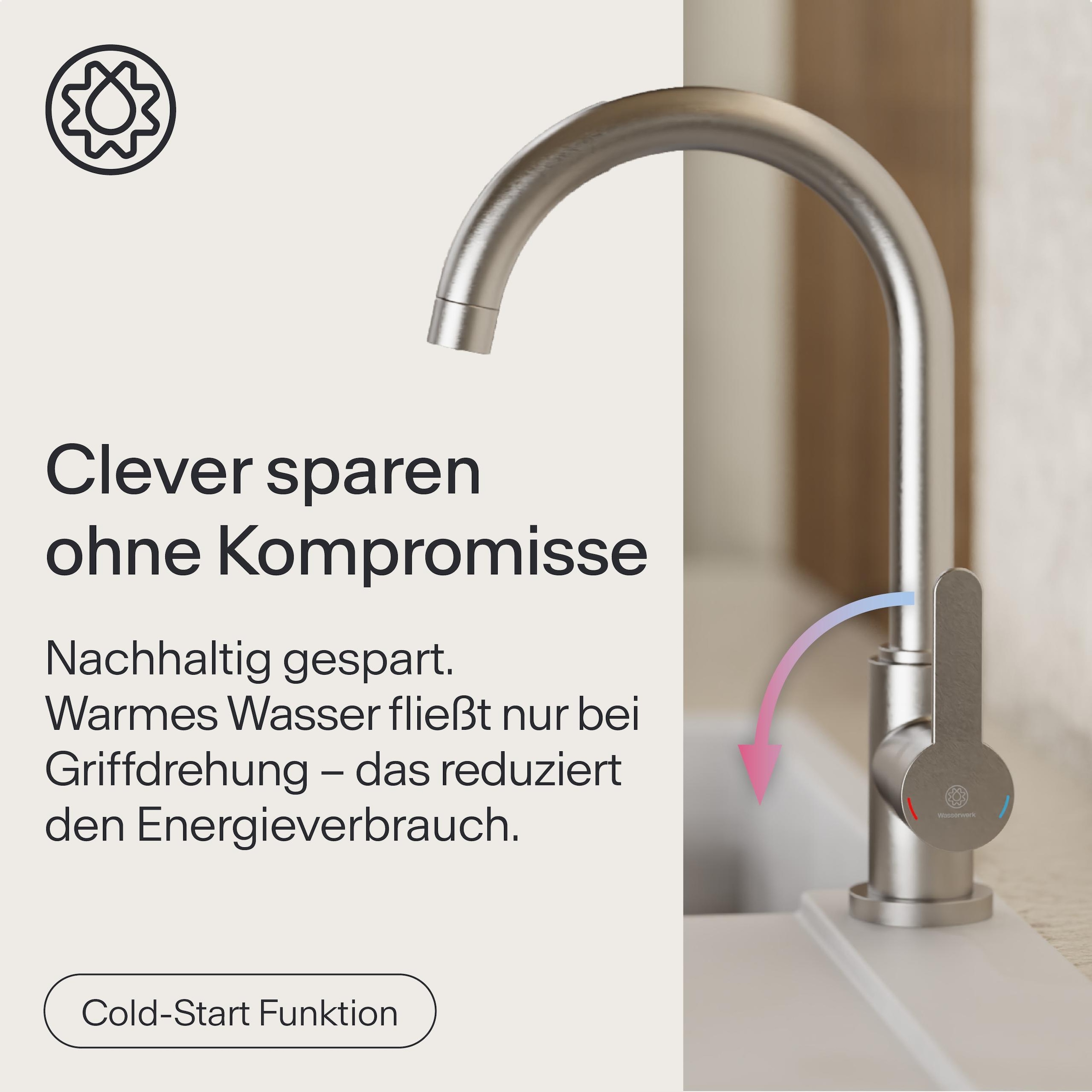 WASSERWERK Spültischarmatur »WK 5, Wasserhahn, Küche, Einhebelmischer« 360° schwenkbar, Cold-Start-Funkt., geräuscharm