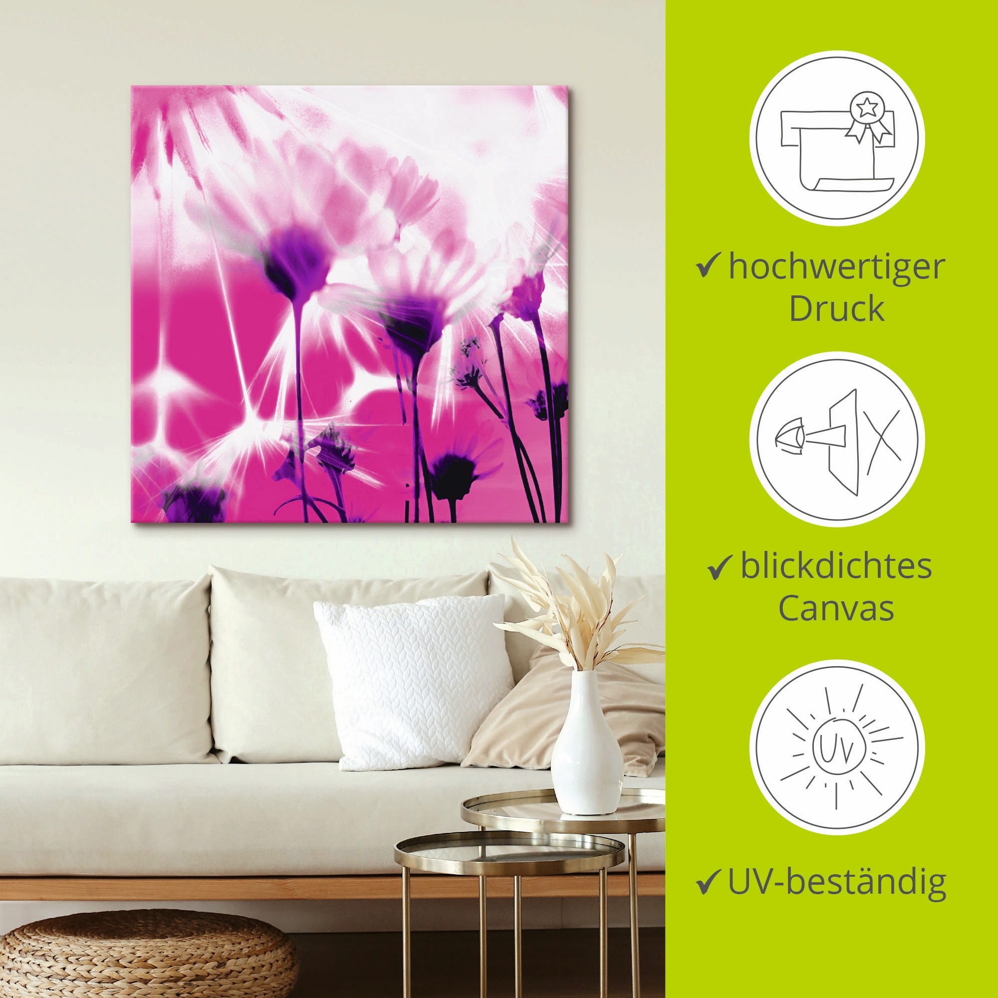 Artland Leinwandbild »Pusteblume abstrakt«, Blumen, (1 St.), auf Keilrahmen gespannt