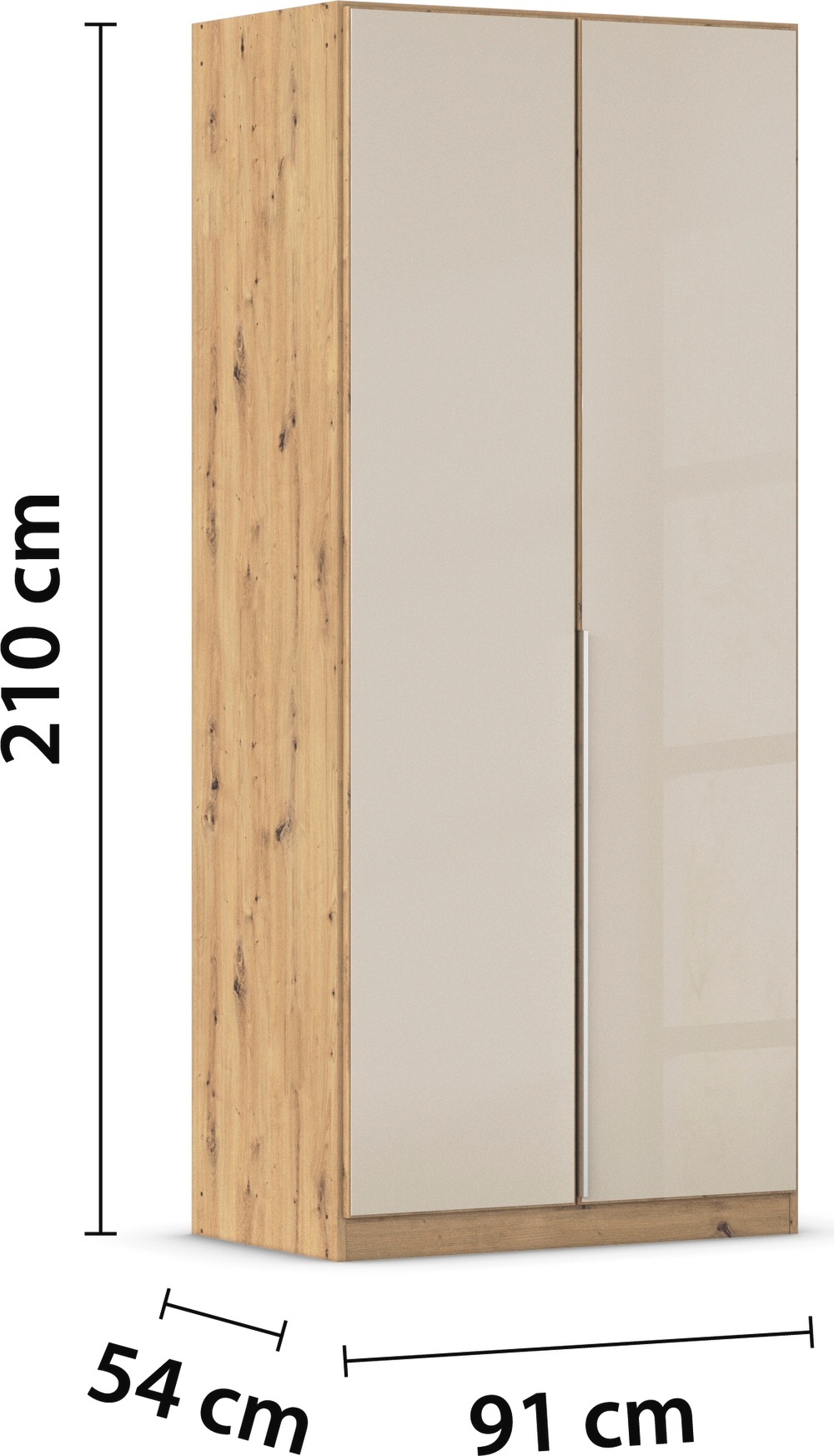 rauch Drehtürenschrank »Kleiderschrank Kleiderschränke Schrank Garderobe AGORDO mit Glasfront«, (in zwei Griff-Farben), durchdachte Innenausstattung, in 6 Breiten und 2 Höhen MADE IN GERMANY