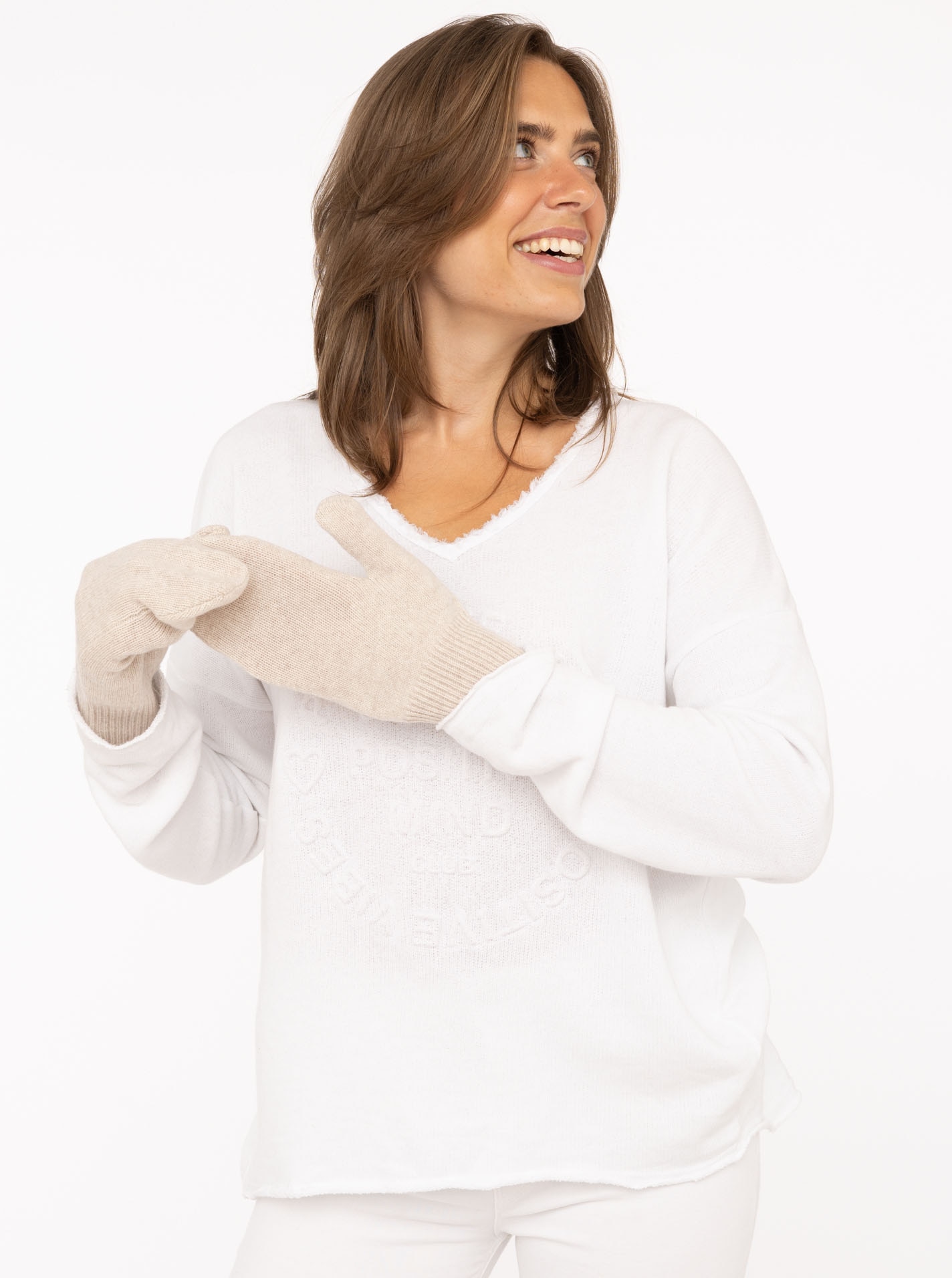 Zwillingsherz Fäustlinge aus reinem Kaschmir