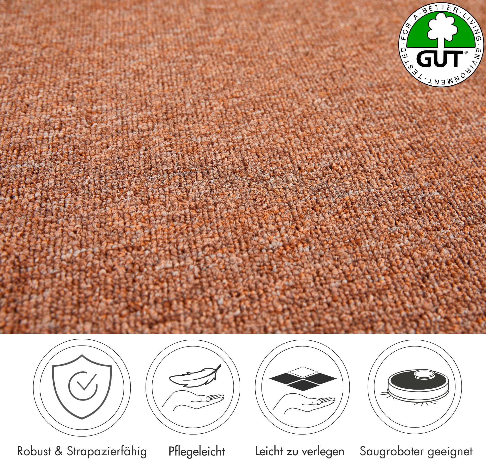 Andiamo Teppichboden »Bob, Feinschlinge, Made in Netherlands«, rechteckig, 4,5 mm Höhe, meliert, Breite 200, 400 oder 500 cm, strapazierfähig & pflegeleicht