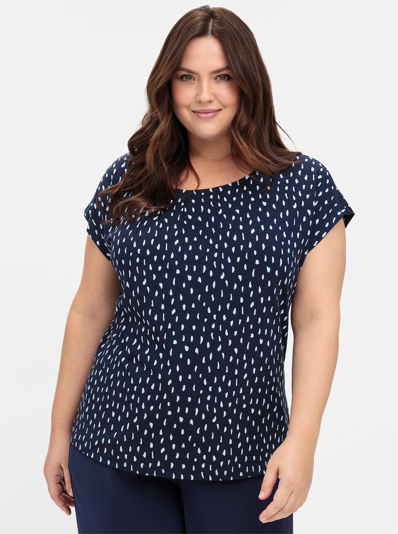 Sheego Damen Kurzarmshirt »Kurzarmshirt« 1 Stk. tlg. in blau, Größe 44