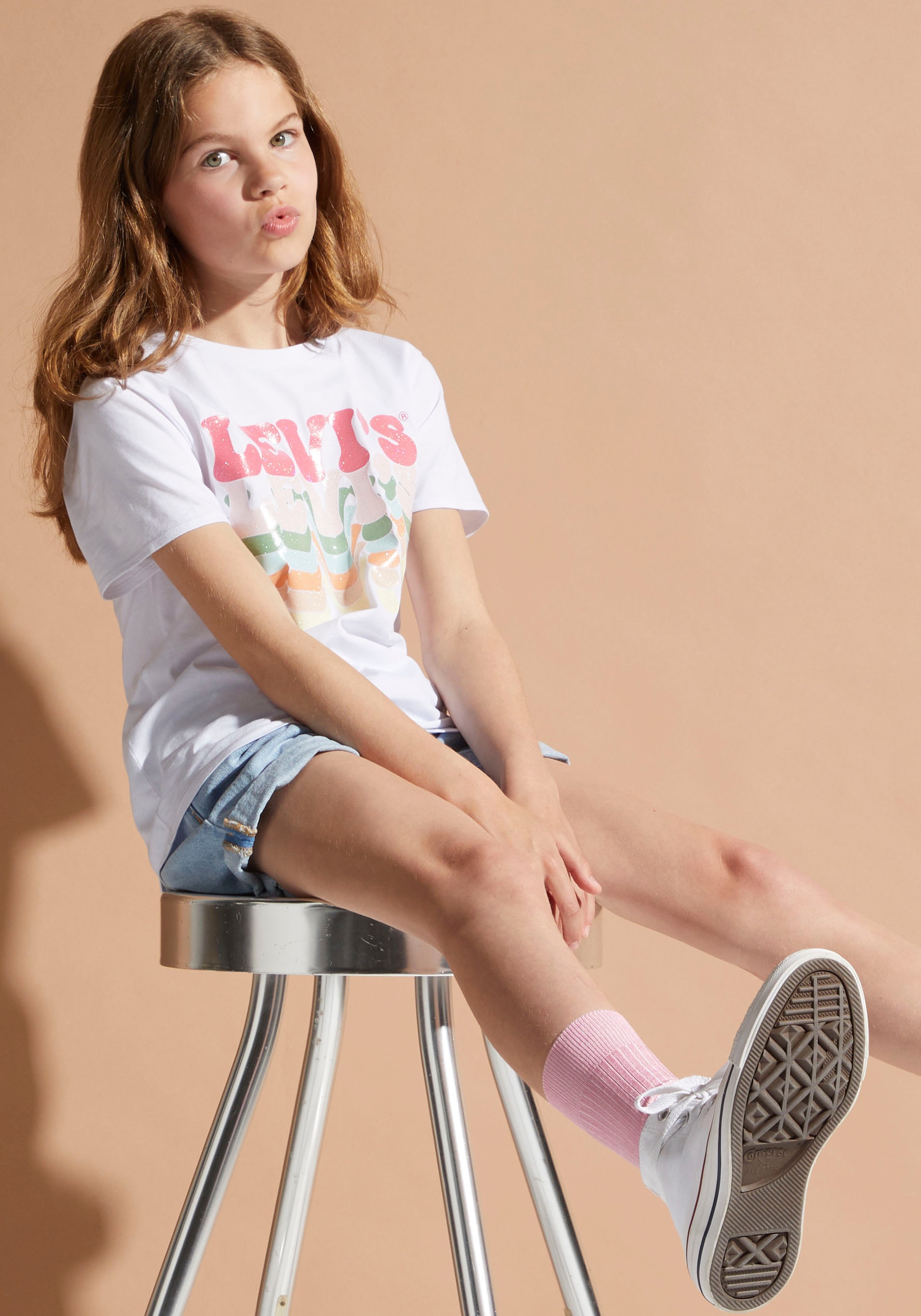 Levi's® Kids T-Shirt »LVG ORGANIC RETRO LEVIS SS TEE«, for GIRLS