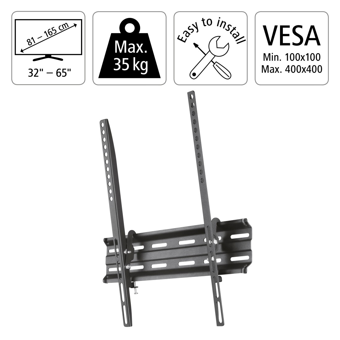 Hama TV-Wandhalterung »Wandhalterung (neigbar, VESA 400x400, 32"- 65")« bis 165 cm Zoll