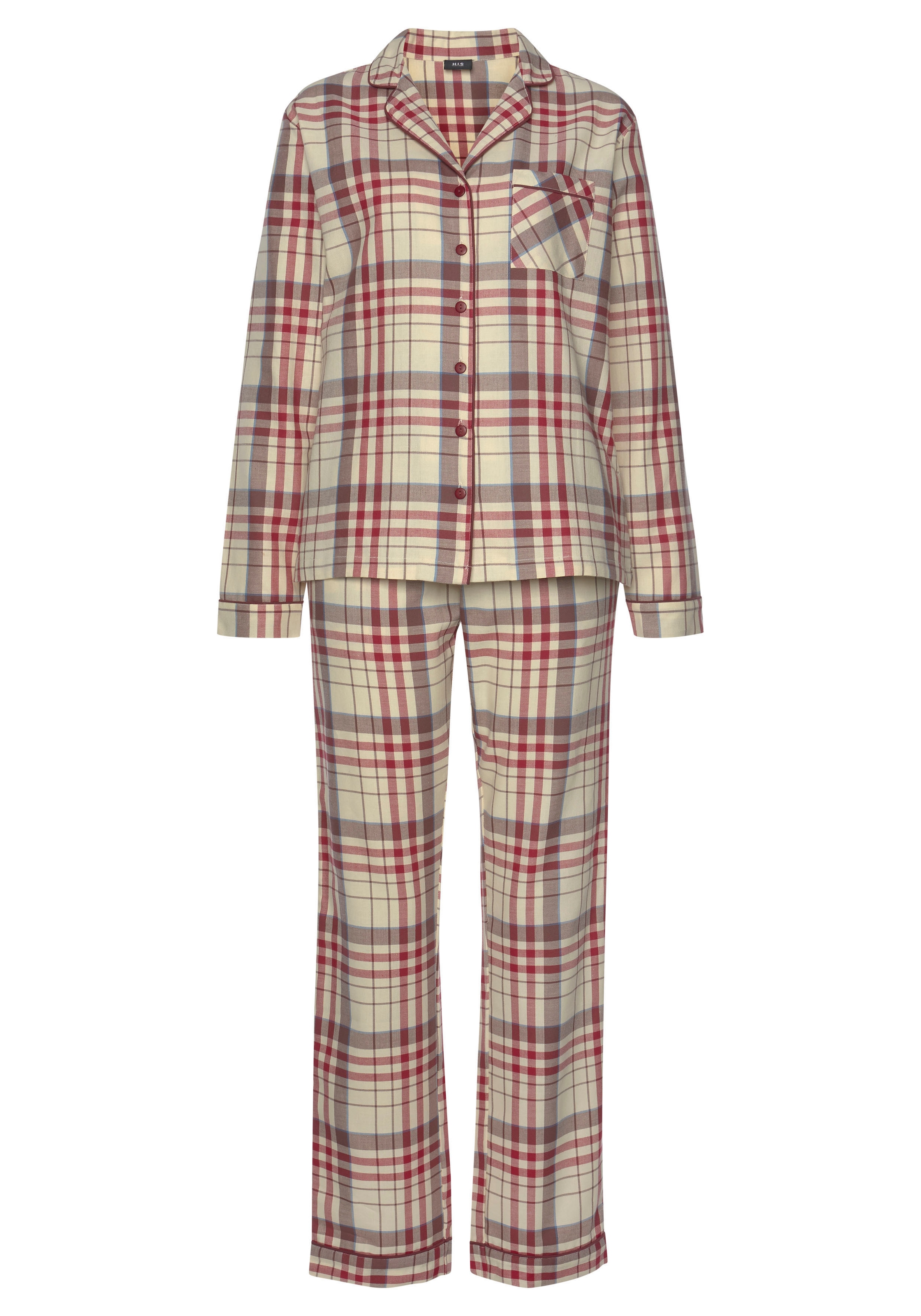 H.I.S Pyjama, (Set, 2 Allover-Karomuster aus bei mit OTTOversand tlg.), Flanell