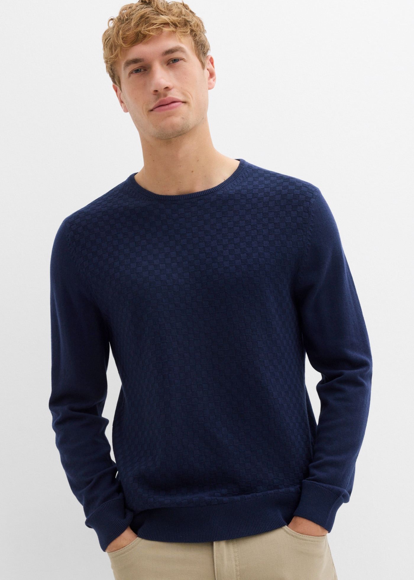 bonprix Strickpullover Regular Fit, aus Baumwolle und Wolle, eleganter Stil