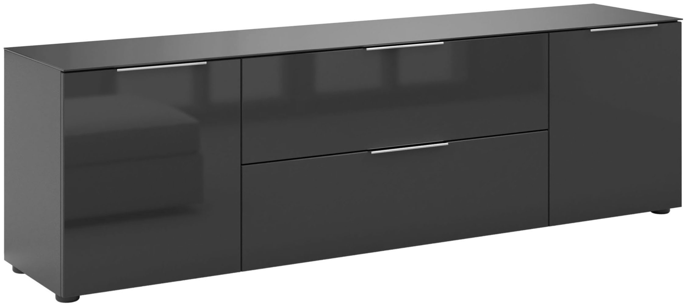 Manjana Möbel Lowboard »Lowboard mit Chrom oder Schwarz matten Metallgriffen«