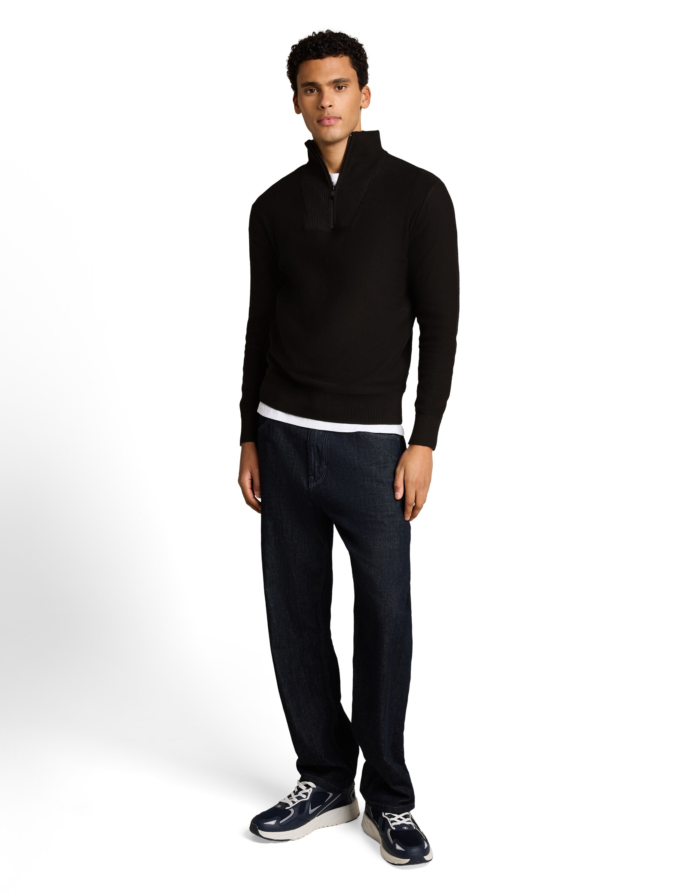TOM TAILOR Denim Strickpullover mit Rippbündchen