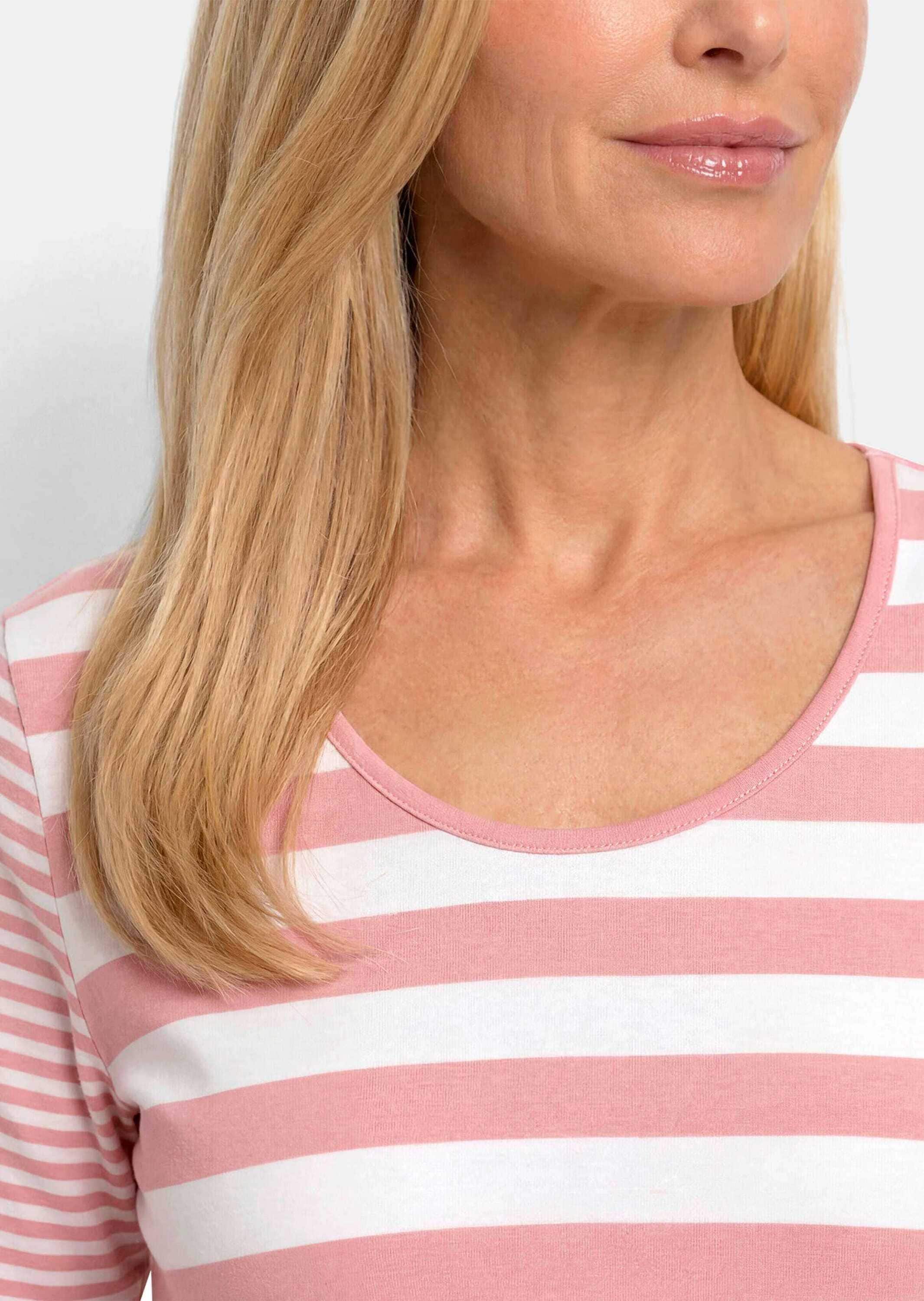 GOLDNER Kurzarmshirt »Kurzgröße Streifenshirt aus softer Baumwollmischung« stretchbequemer Viskosejersey
