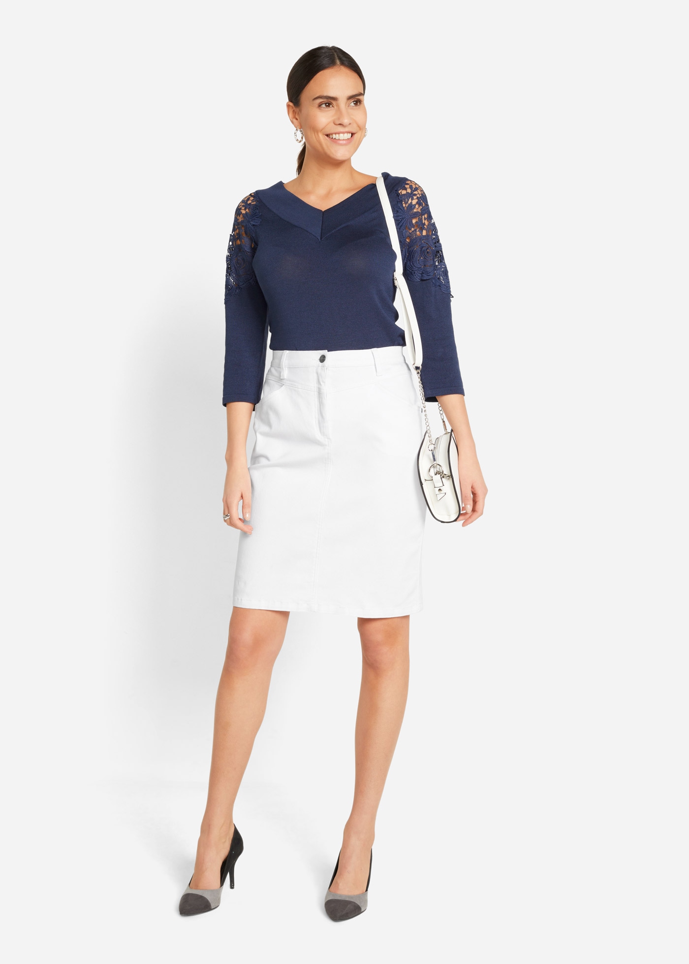 bonprix Jeansrock »Jeansrock, Stretch« aus elastischem Material, körpernahe Passform, unifarben