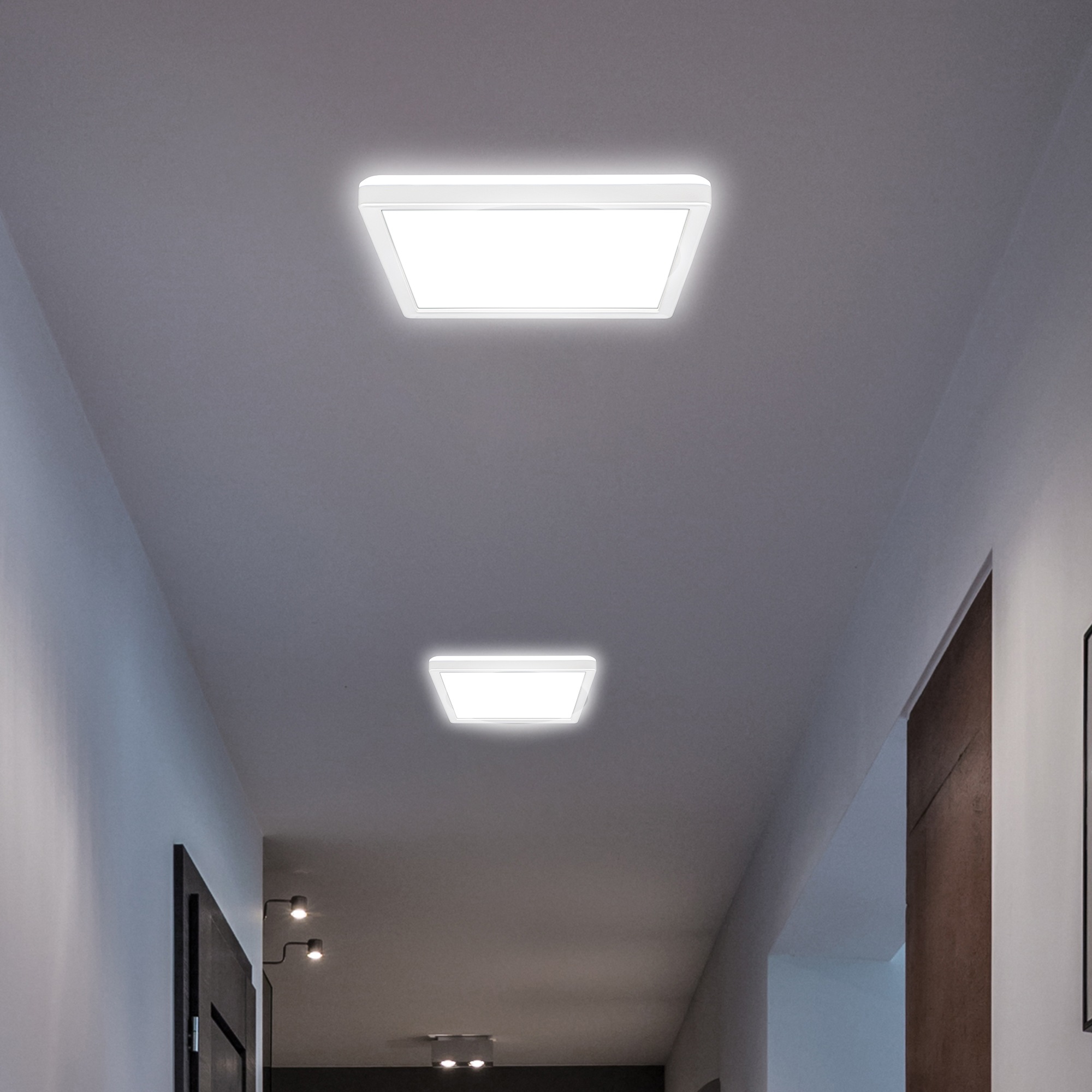 B.K.Licht LED Deckenleuchte »BKL1599 Ultraflache Deckenlampe, LED Panel mit Backlight« LED-Modul 1 Stk. Neutralweiß 4.000K, 1.900 Lm, 16W, indirekte Hintergrundbeleuchtung, 24x24cm, Weiß