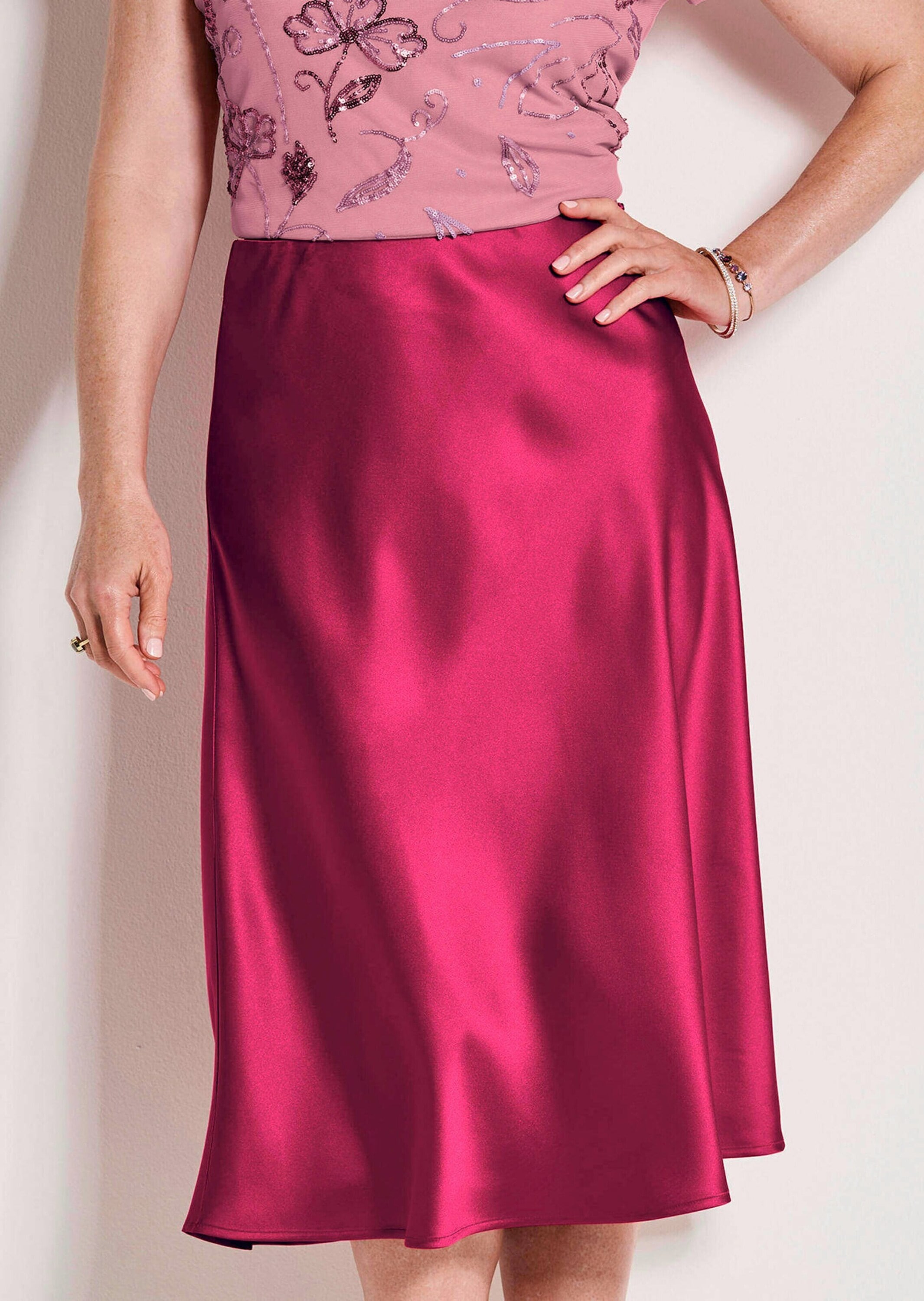 GOLDNER Schlupfrock »Ausgestellter Satinrock mit Schlupfbund«