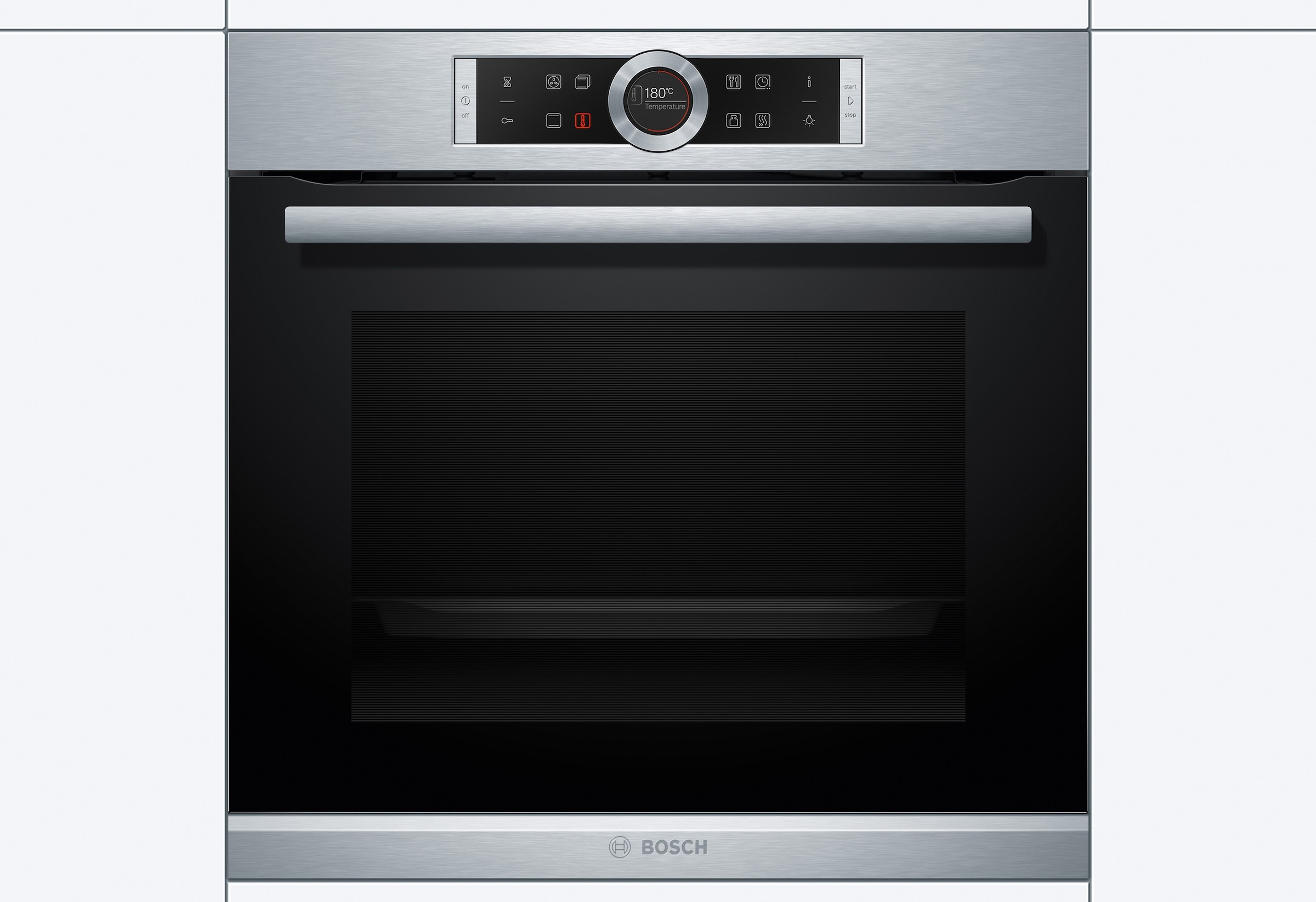 BOSCH Einbaubackofen »HBG635B«, Serie 8, mit Teleskopauszug nachrüstbar, ecoClean Direct, 4D-Heißluft-Eco-Ober-/Unterhitze Eco-Umluft-Infra-Grill-Großflächen-/Kleinflächengrill-Pizzastufe-Sanftgaren-Vorwärmen-Warmhalten-Auftaustufe, mit Pizzastufe