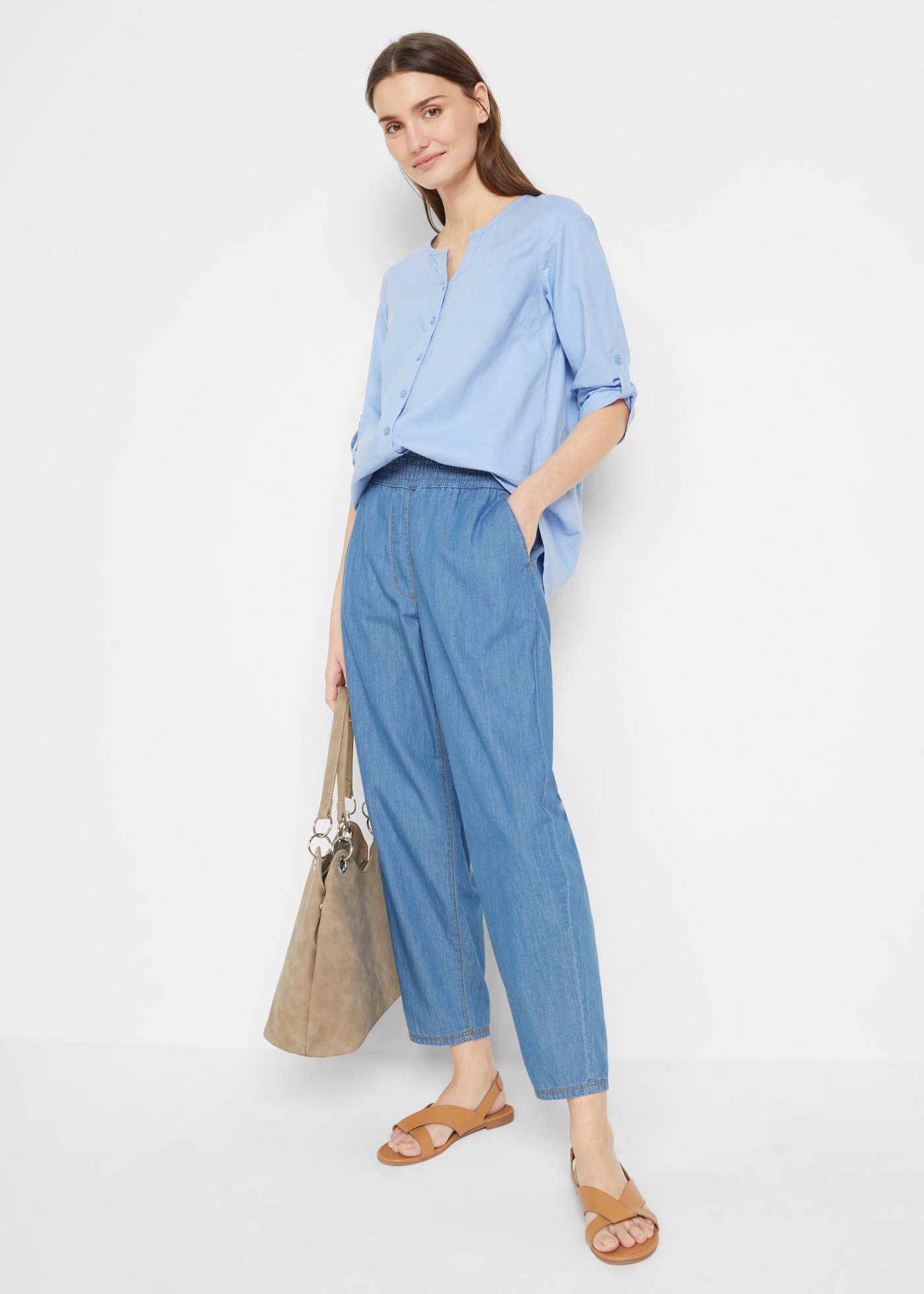 bonprix Langarmbluse »Bluse mit Leinen, 3/4 Arm« Bluse mit Leinen, 3/4 Arm