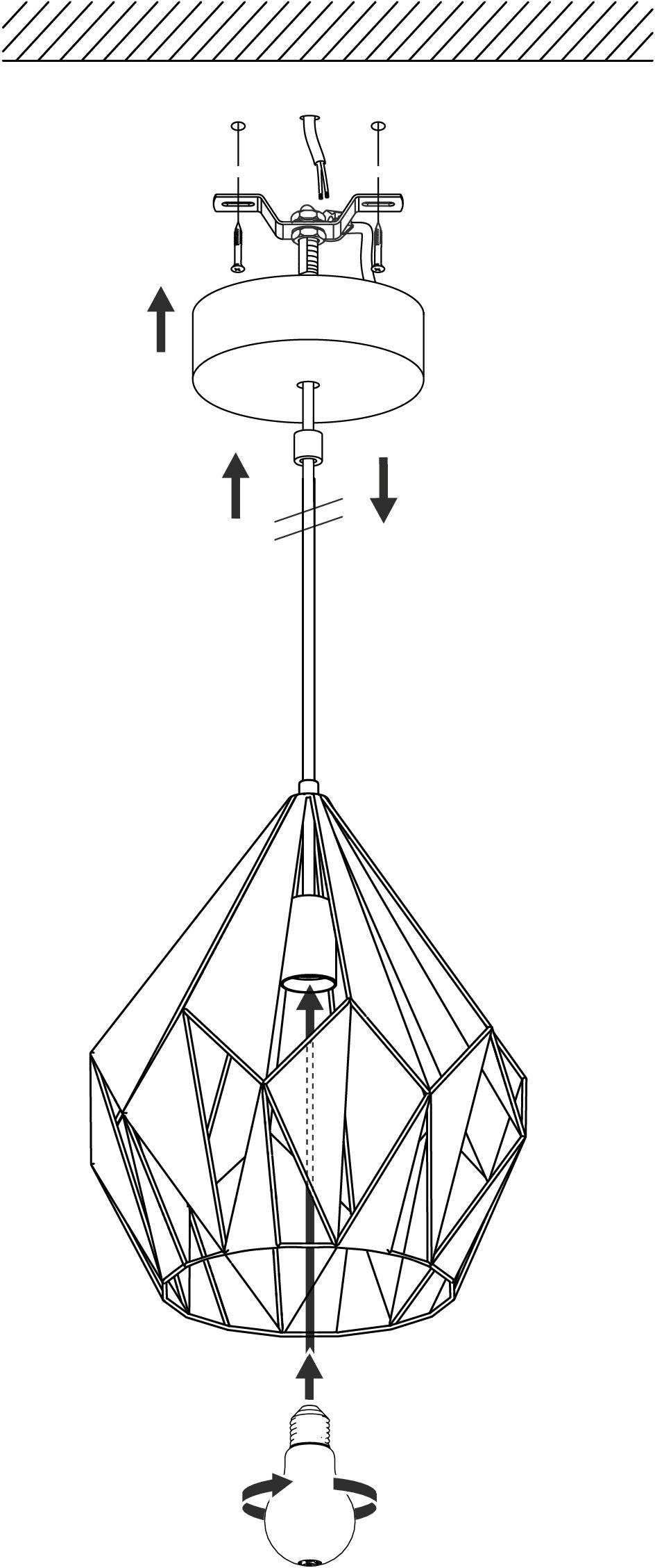 EGLO Pendelleuchte »CARLTON 1« E27 Vintage Pendellampe, 1 flammig, Drahtgeflecht, Industrial, 110x31cm