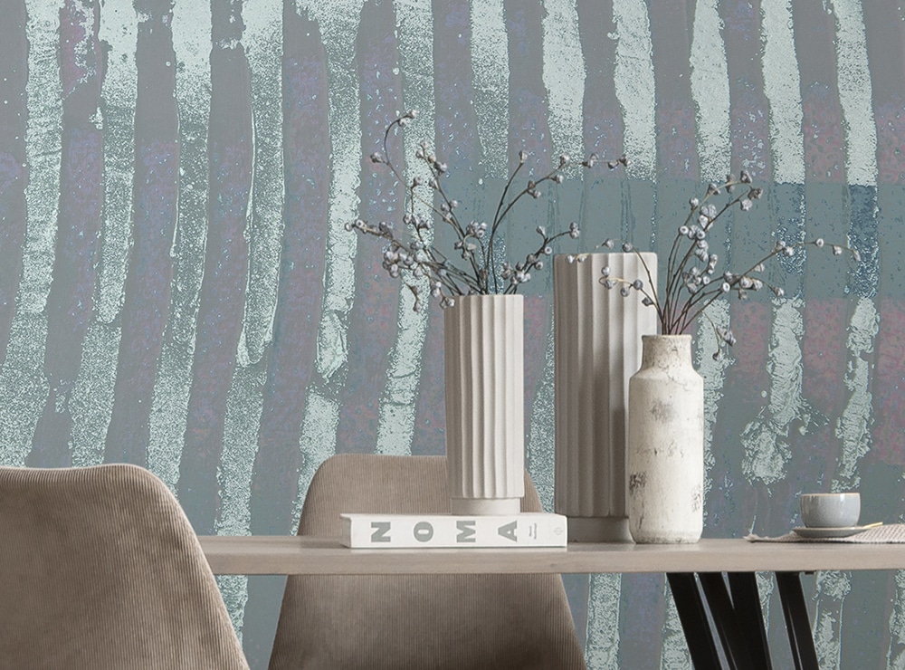 Komar Fototapete »Vlies Fototapete - Lines Mellow grey-bleu - Größe 500 x 280 cm« Motiv | bedruckt glatt